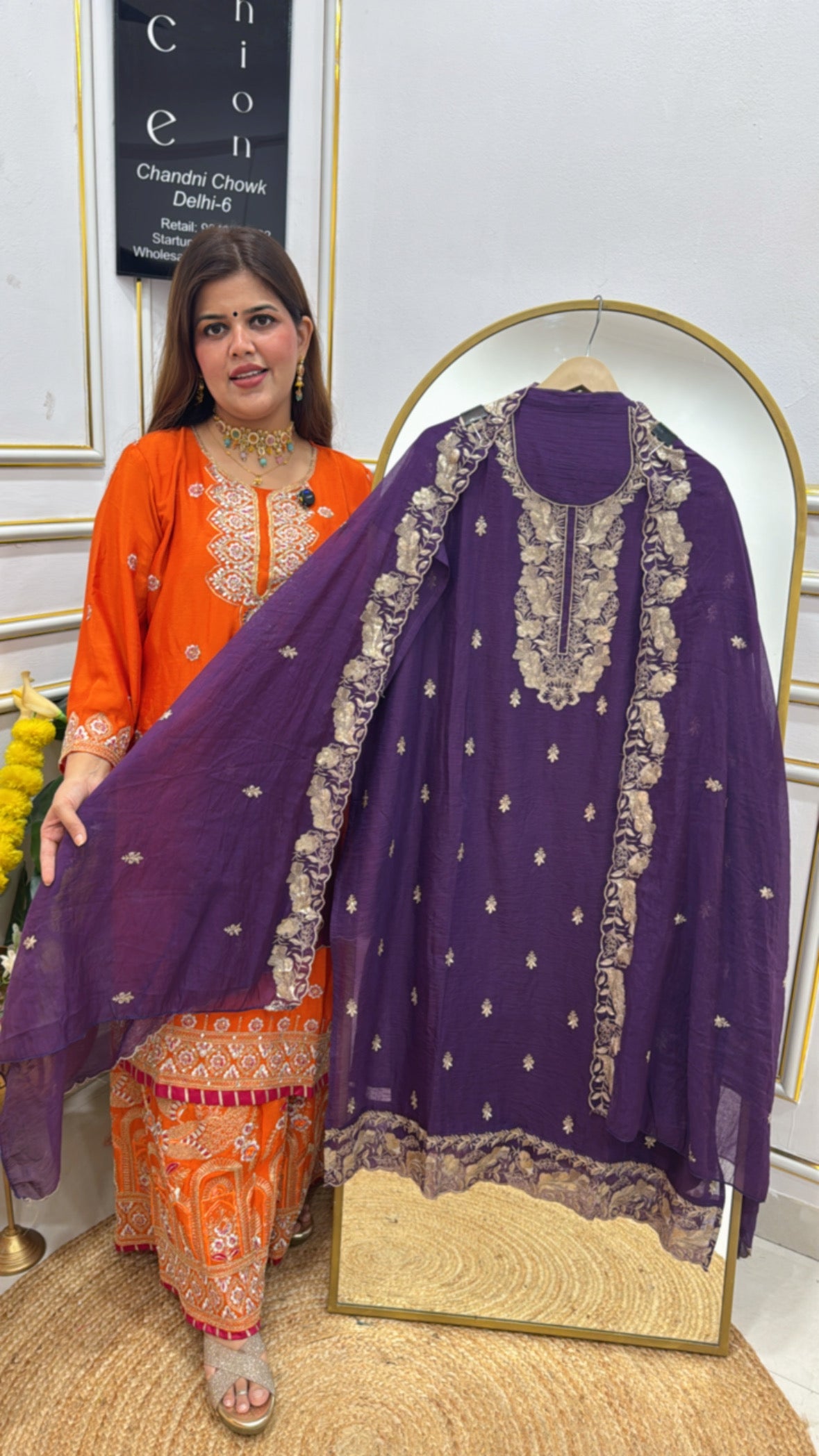 Pure mul chanderi super soft and elegant embroidered suit material GF654