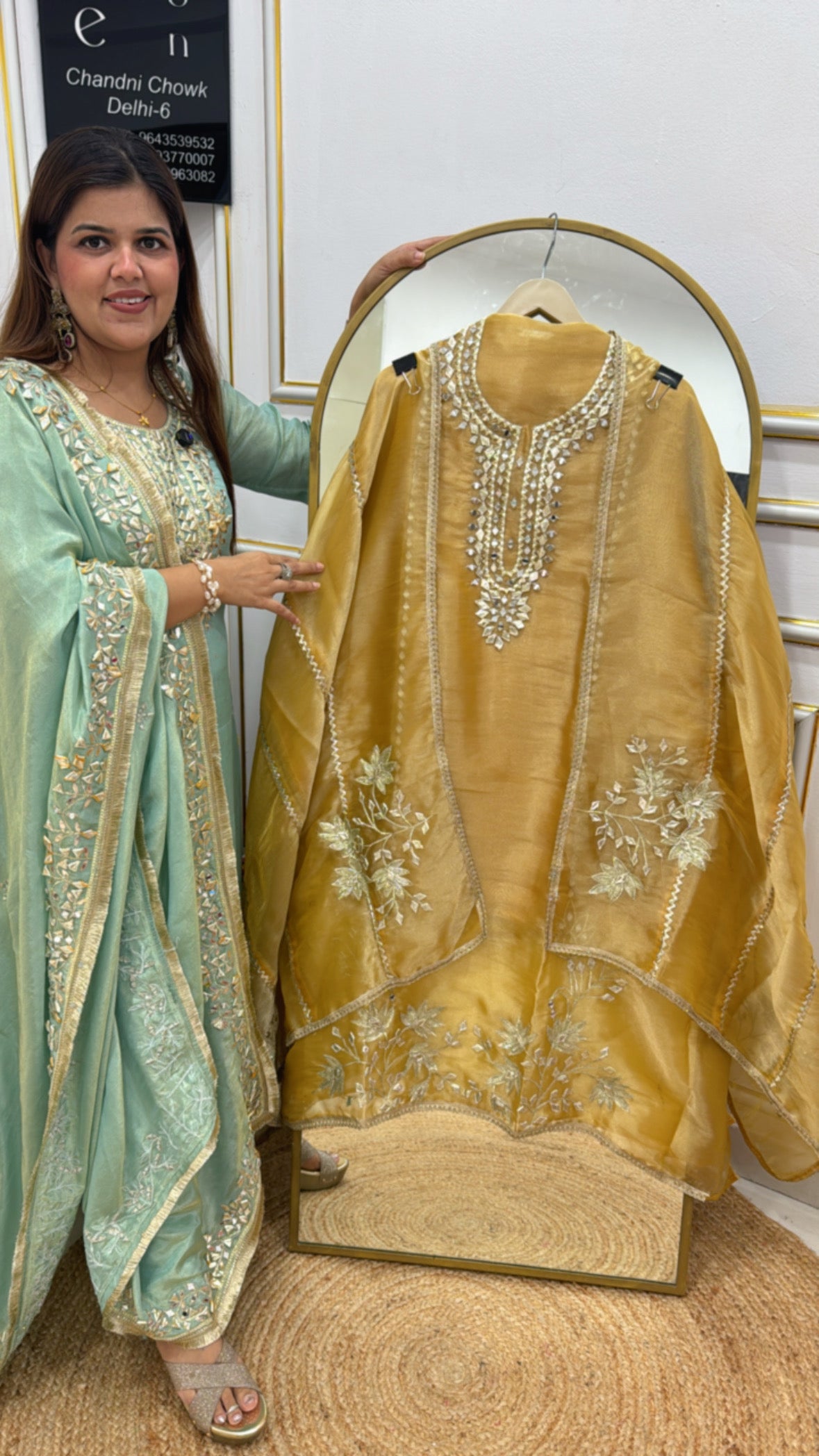 Premium gota work special pure tissue shimmer silk material along with designer gota work dupatta GF577