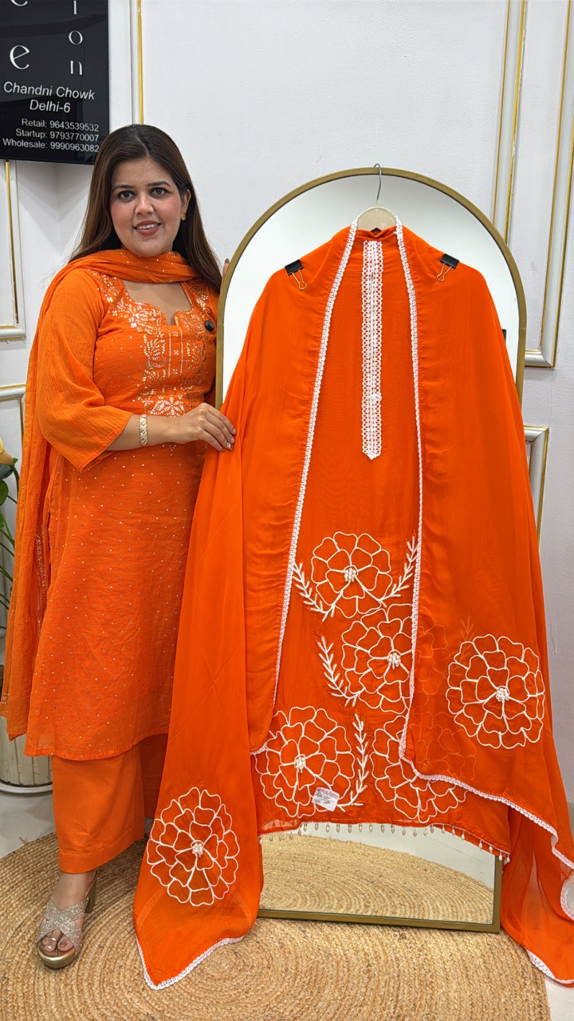 Elegant Organza Shirt with Pearl & Appliqué Detailing GF 336