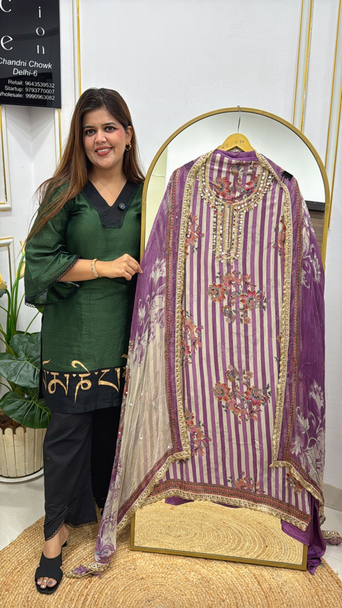 Beautiful Digital Crepe Suit with Handwork Detailing &amp; Printed Dupatta GF 313