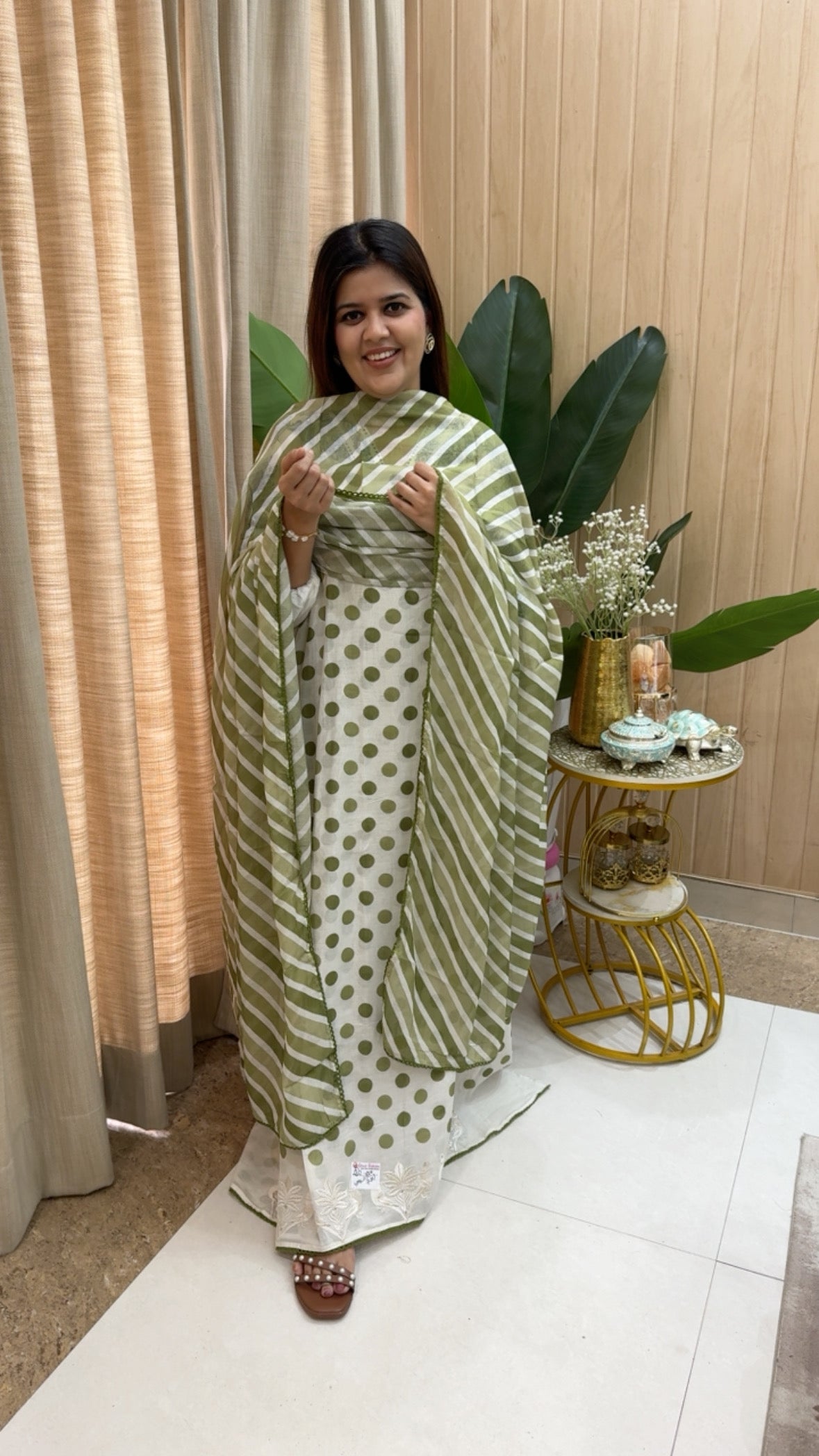 Elegant and Designer desi style pure Mul Mul polka suit material along along with lehria pure Mul Mul dupatta GF1190