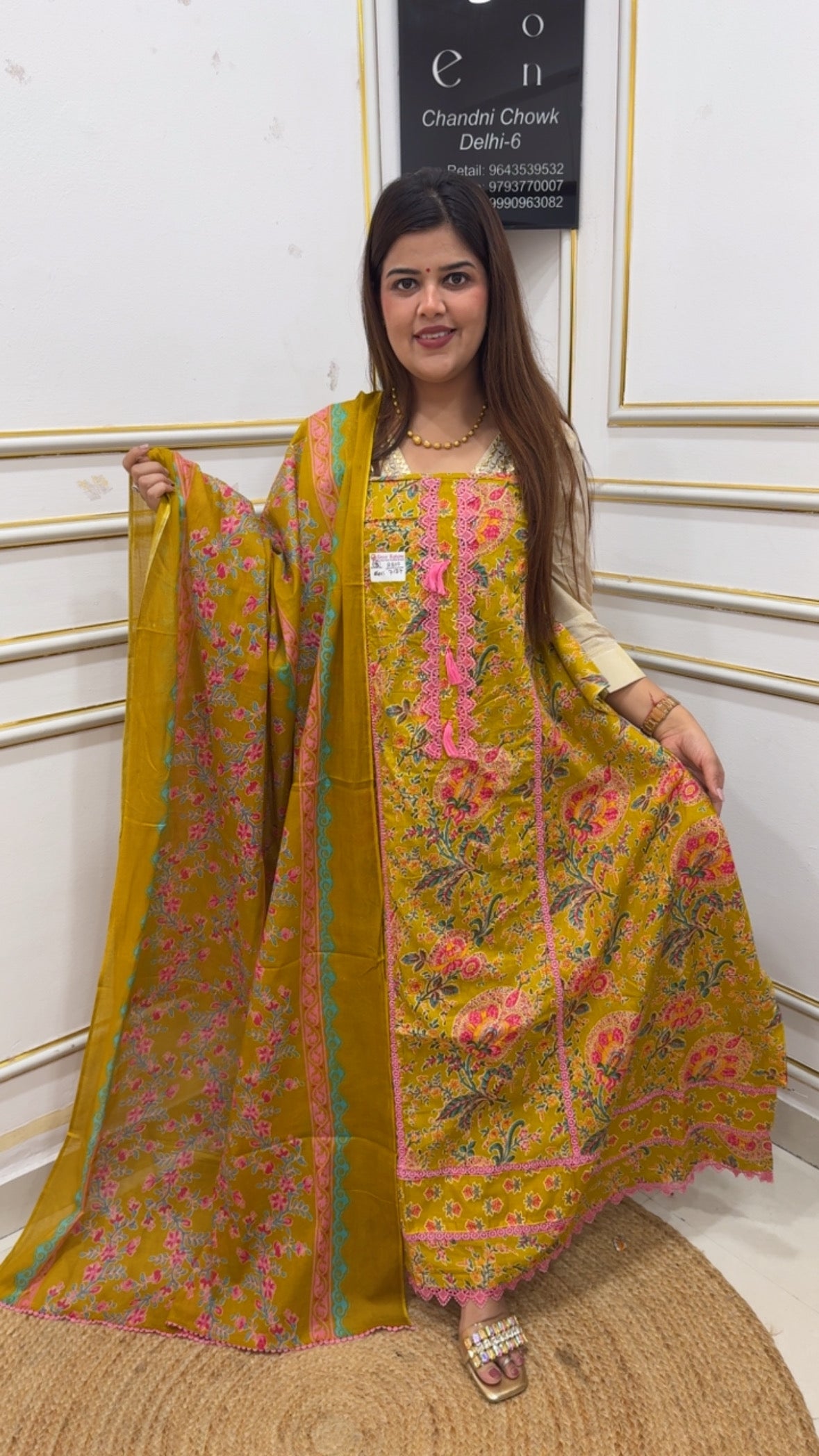 Summer special very pretty pure cotton printed suit material along with cotton dupatta and printed cotton bottom GF1150 Golden Yellow