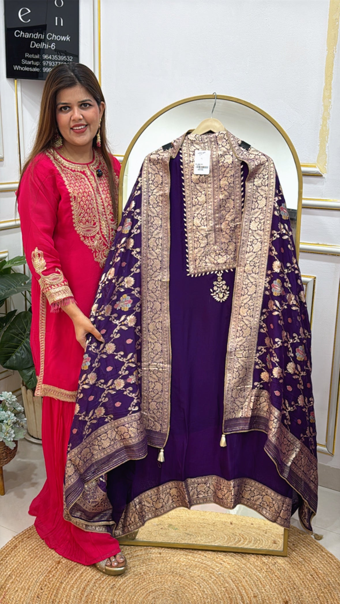 Partywear Special Pure Silk Kanjivaram Weaved Neck Suit Material with Weaved Organza Dupatta GF 441