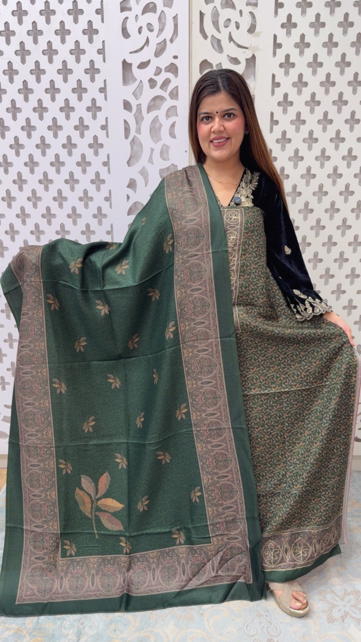 Huge demanded Kani printed pure wool pashmina suit material with beautiful printed pashmina shawls GF835