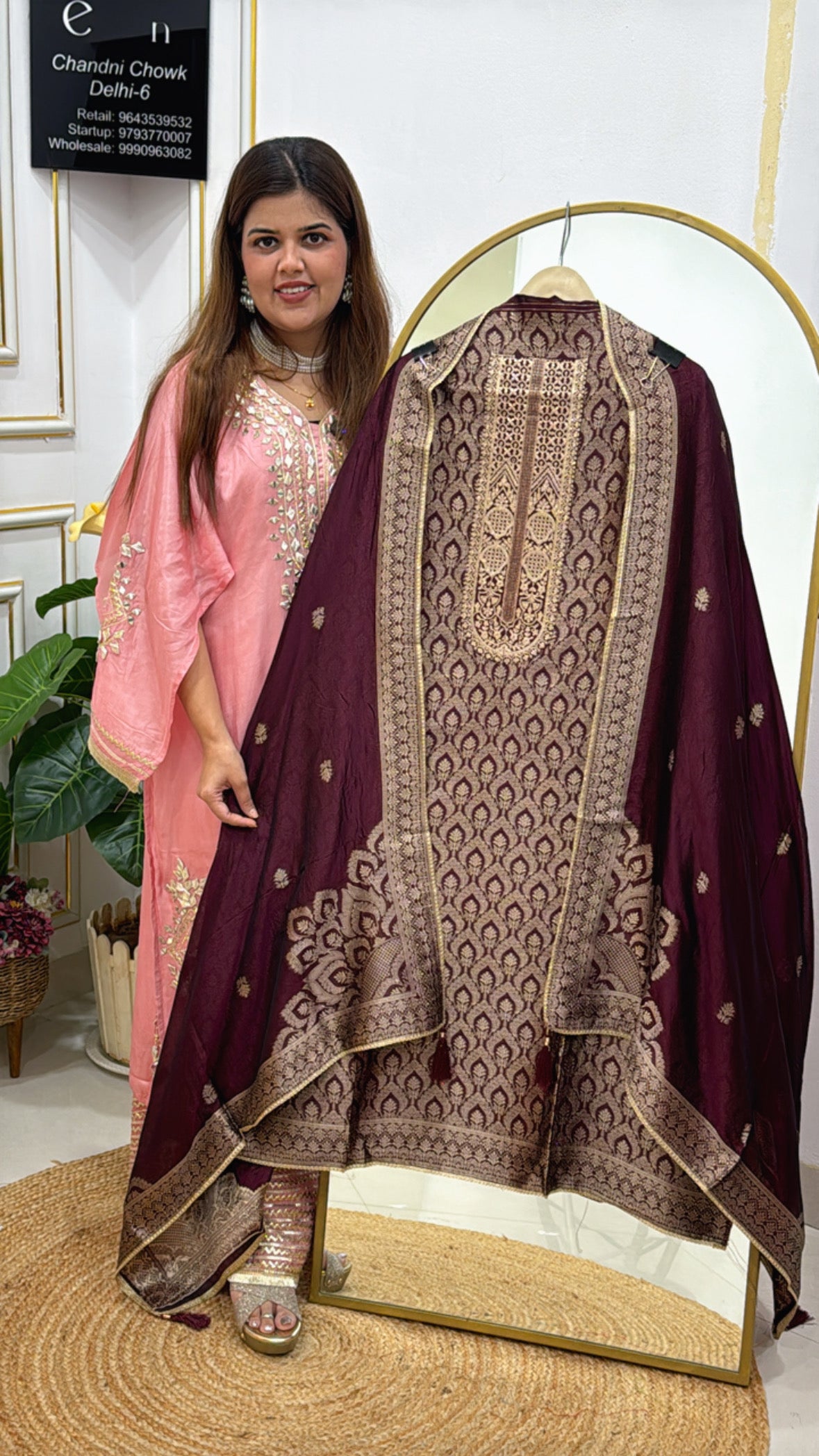 Elegant Pure Banglori Silk Full-Weaved Suit Material with Matching Dupatta GF 519