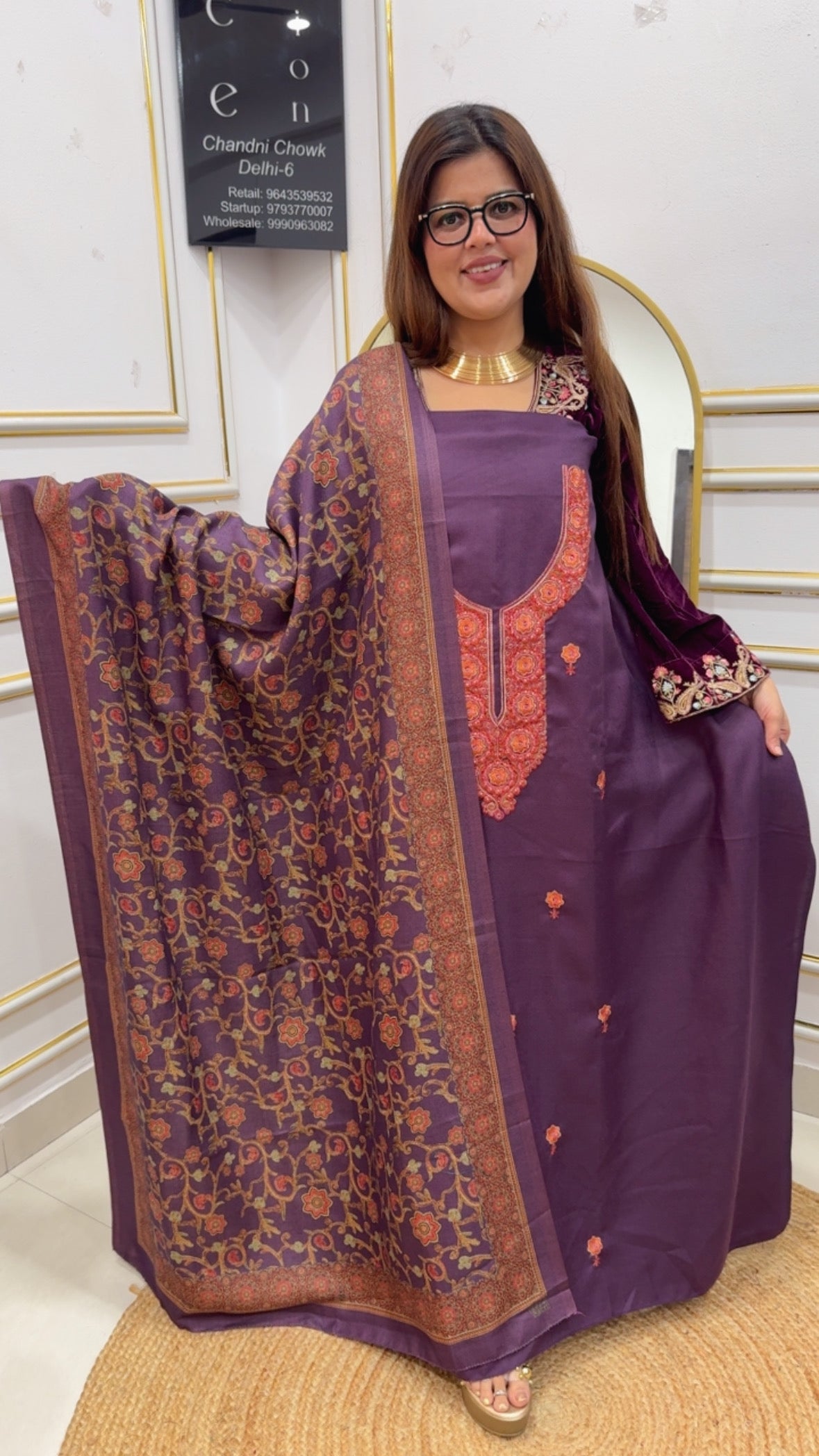 Huge demanded pure pashmina Kashmiri embroidery pashmina suit material with pashmina printed shawls GF882