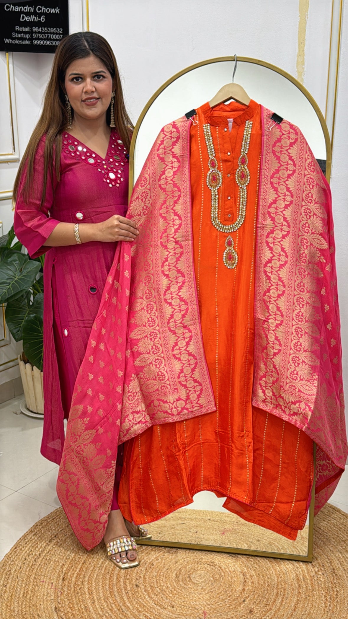 Best seller pure silk suit with designer kundan neck style along with heavy weaved banarasi silk dupatta GF 488