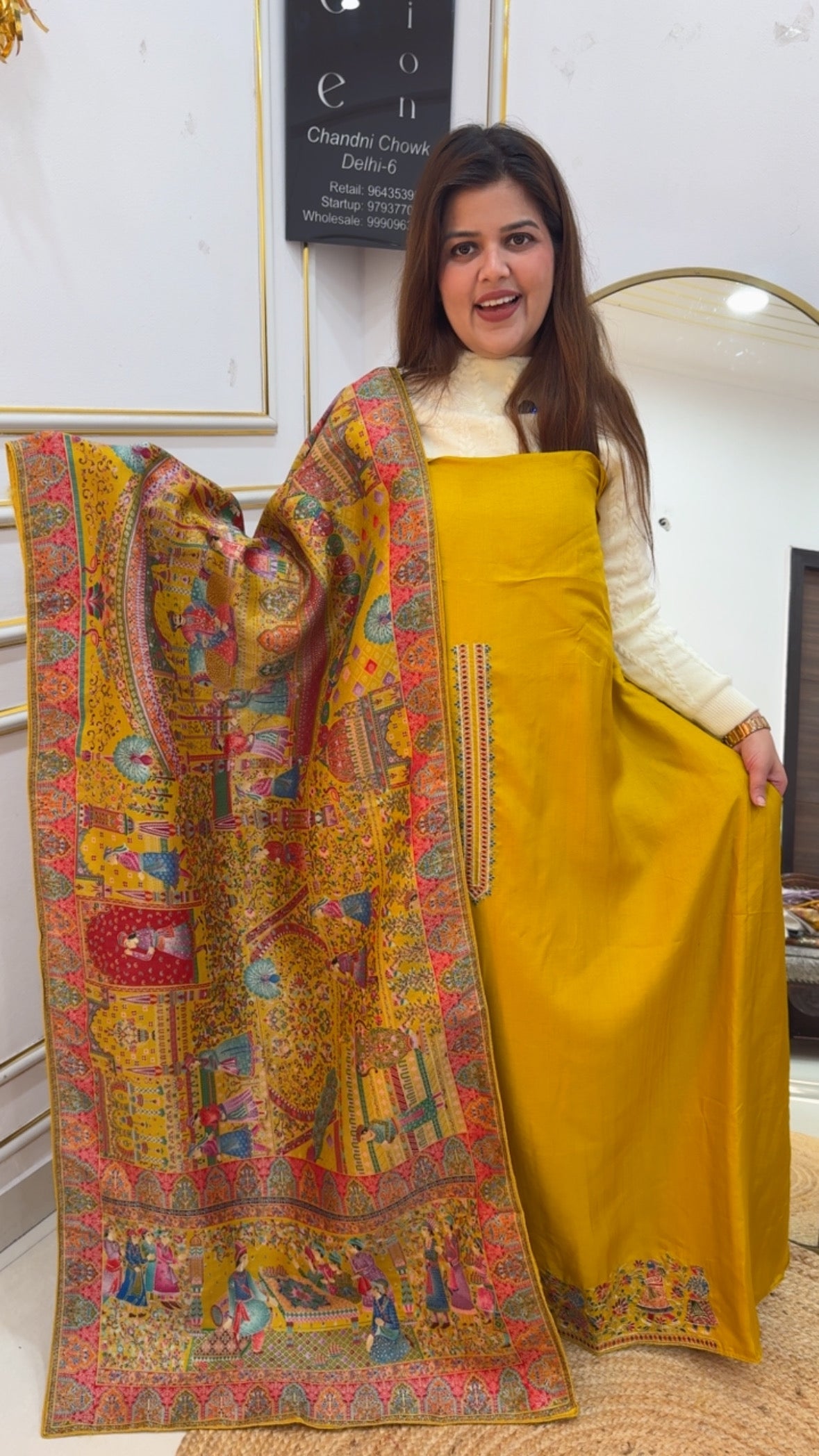 Latest premium silk suit material with weaved kanjivaram dupatta premium and stylish Mughal weaved dupatta GF893