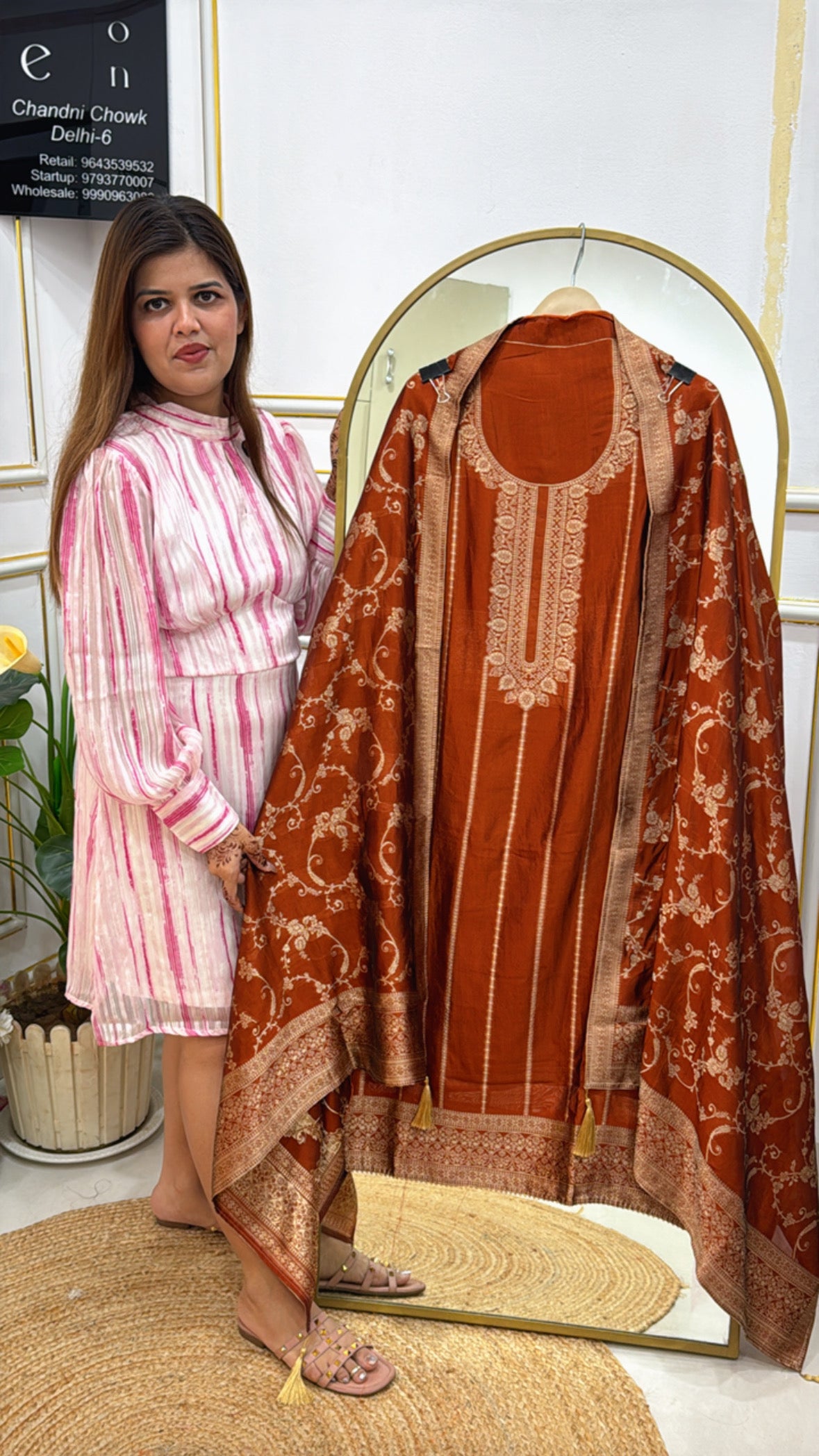 Premium Pure Banglori Silk Weaved Shirt with Fully Weaved Dupatta GF 412