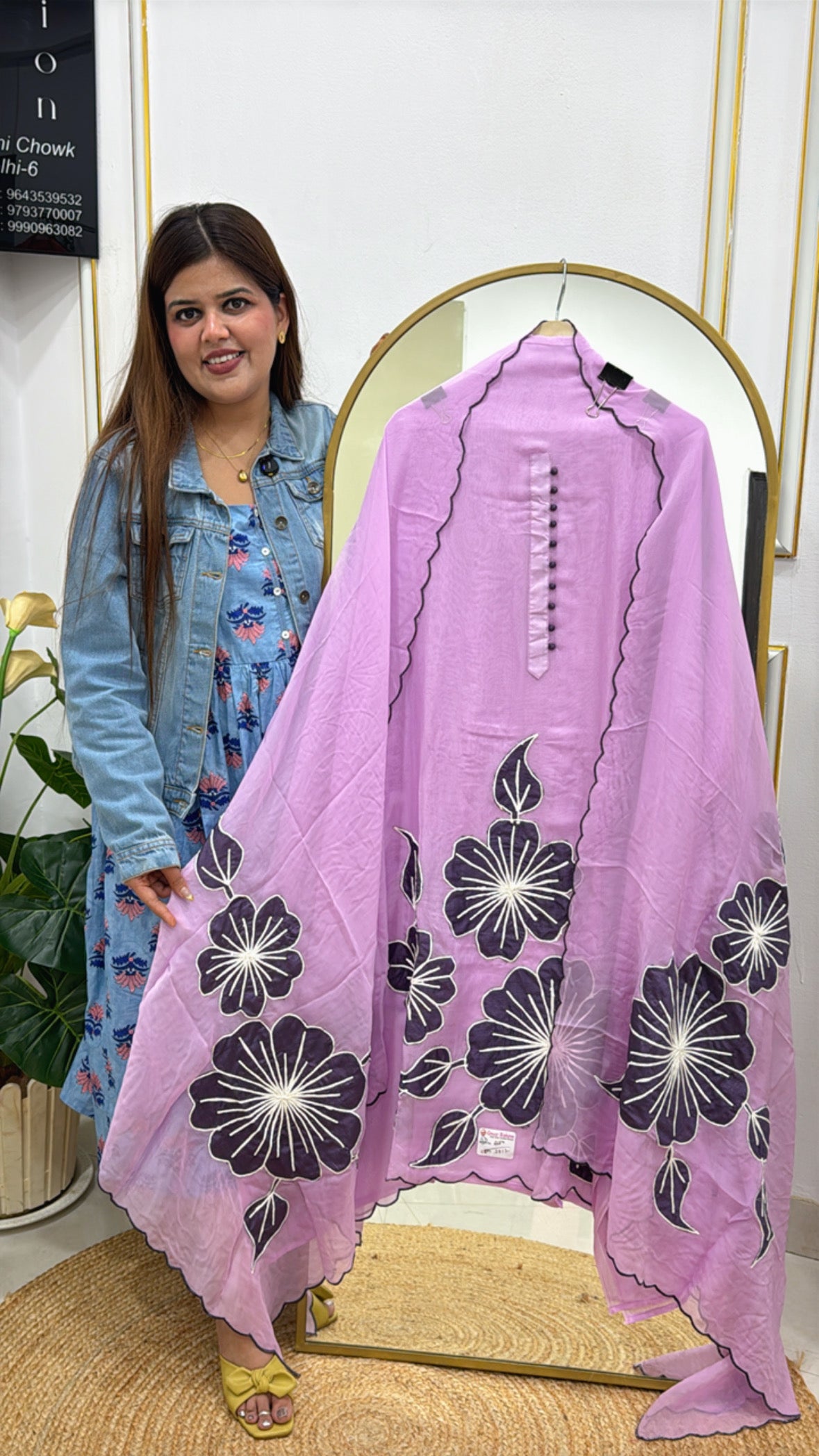 Designer Lightweight Organza Unstitched Suit with All-Over Applique Detailing GF 303