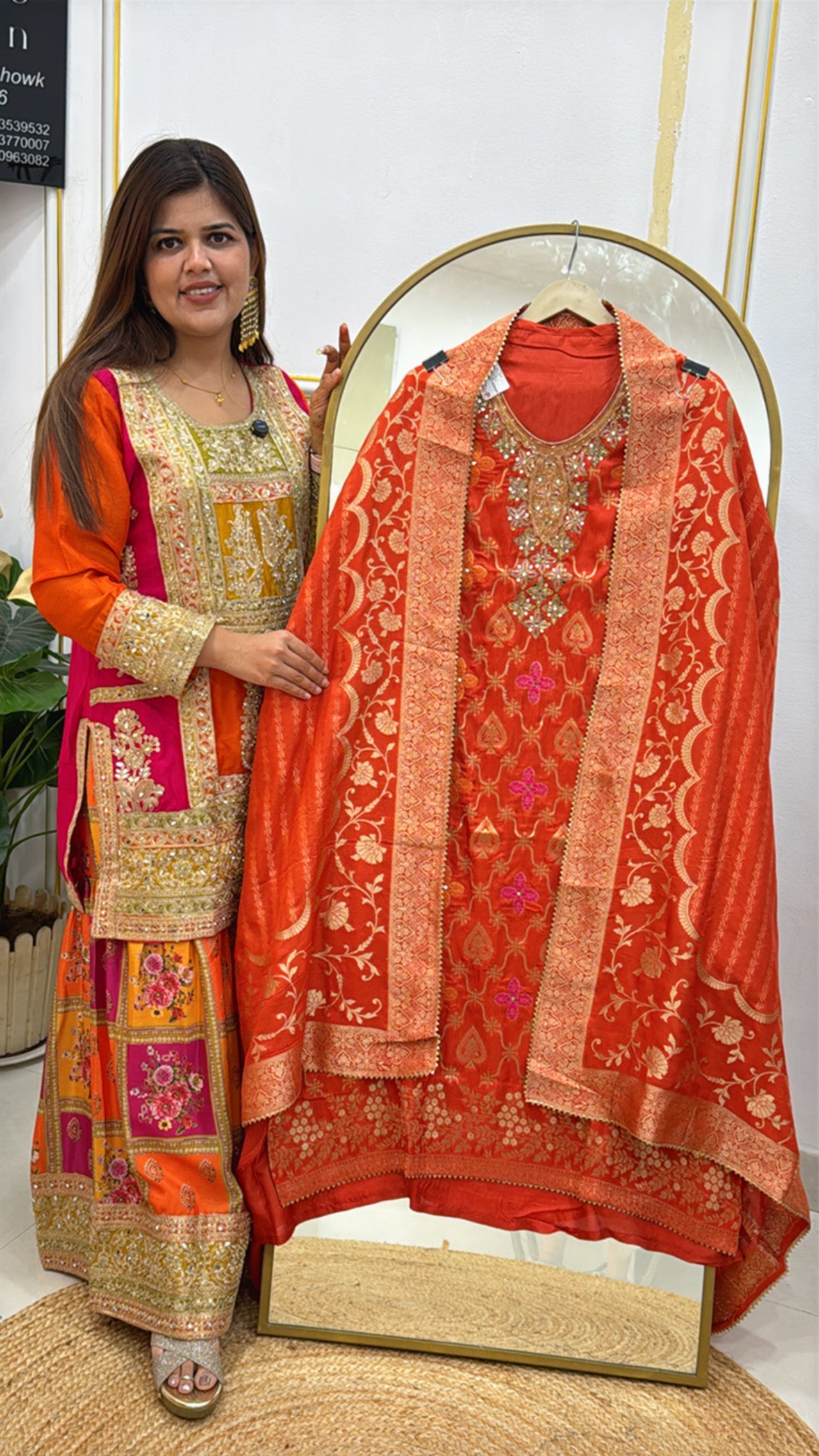 Partywear Pure Silk Suit Material with Handwork &amp; Weaved Banarasi Dupatta GF 449