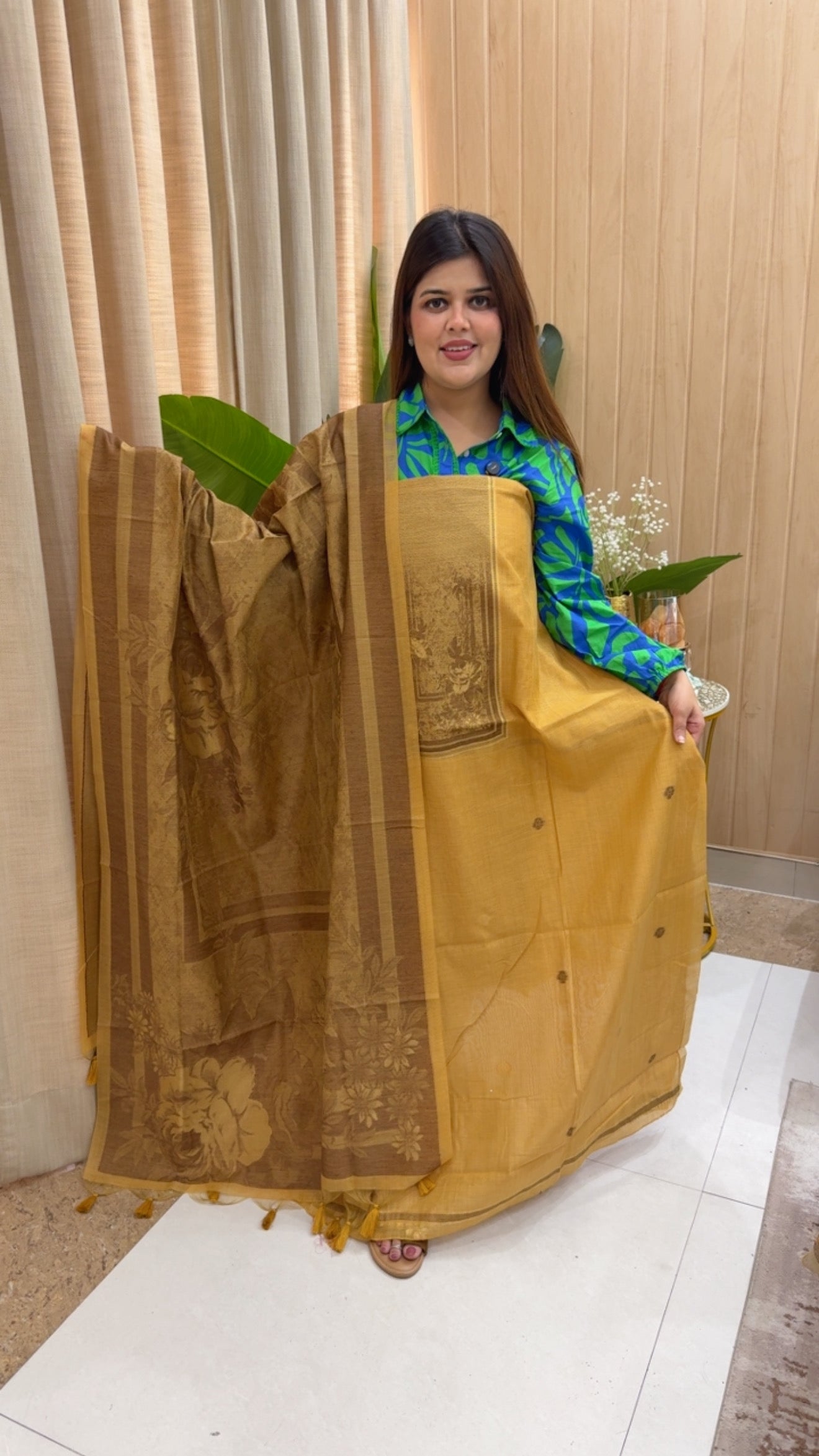 Premium quality best seller pure Moonga silk jamdhani weaved dupatta along with Jamdani neck detailing and premium looking jamdhani dupatta GF1186