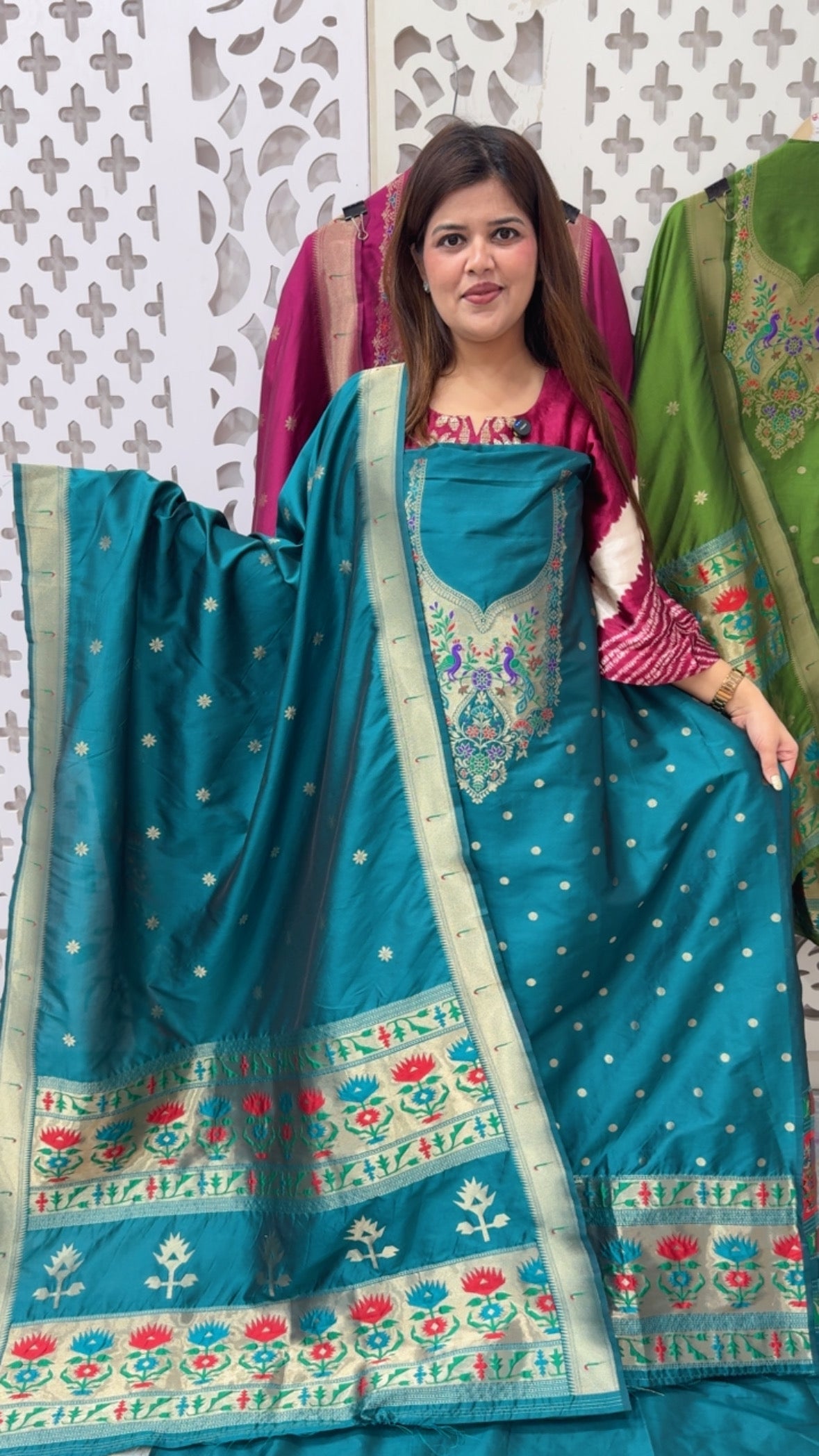 Designer and royal pure silk weaved suit material with full weaved dupatta best seller GF 851