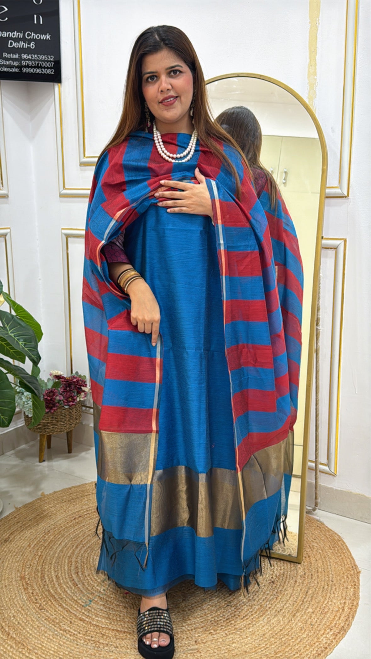 Best Seller Pure soft Chanderi silk shirt material with golden weaved border along with designer handloom Chanderi silk dupatta GF590