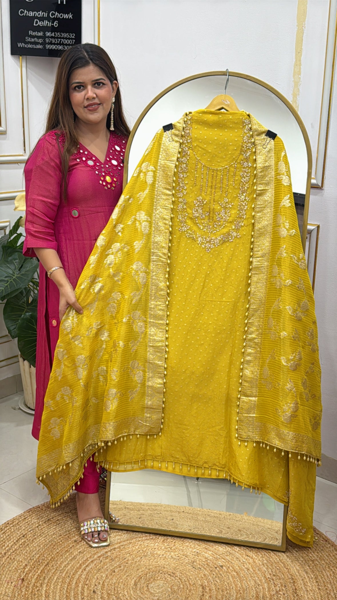 Karwa Chauth handwork special pure silk suit material along with heavy weaved banarasi silk dupatta GF489