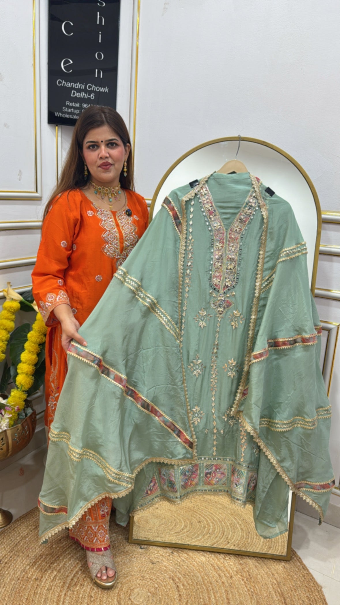 Festival special gota work organza silk suit material with designer organza dupatta GF 651