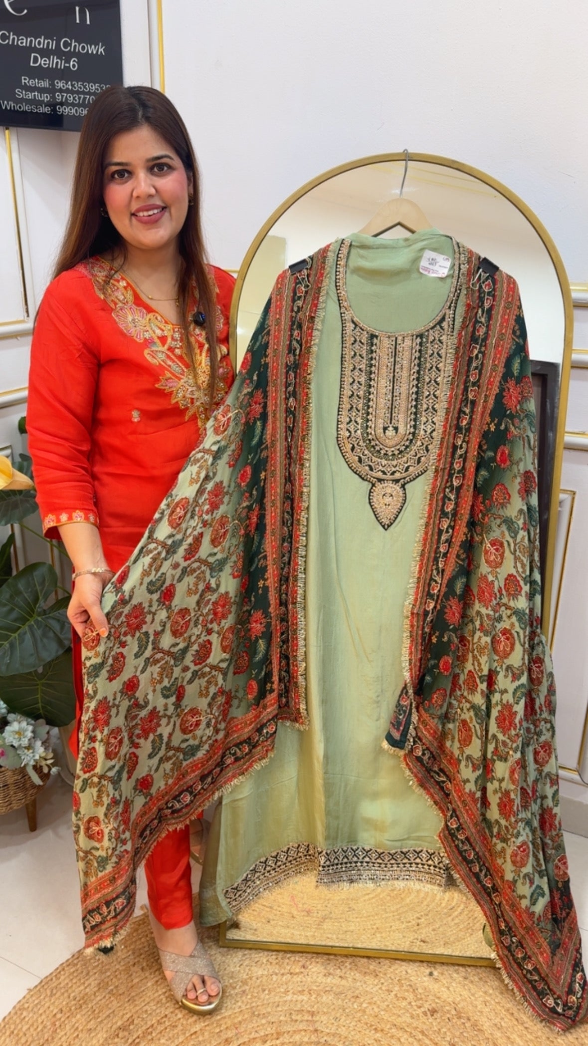 Designer and classy digital printed dupatta with all over peeta work along with pure silk handwork detailing suit material  GF765