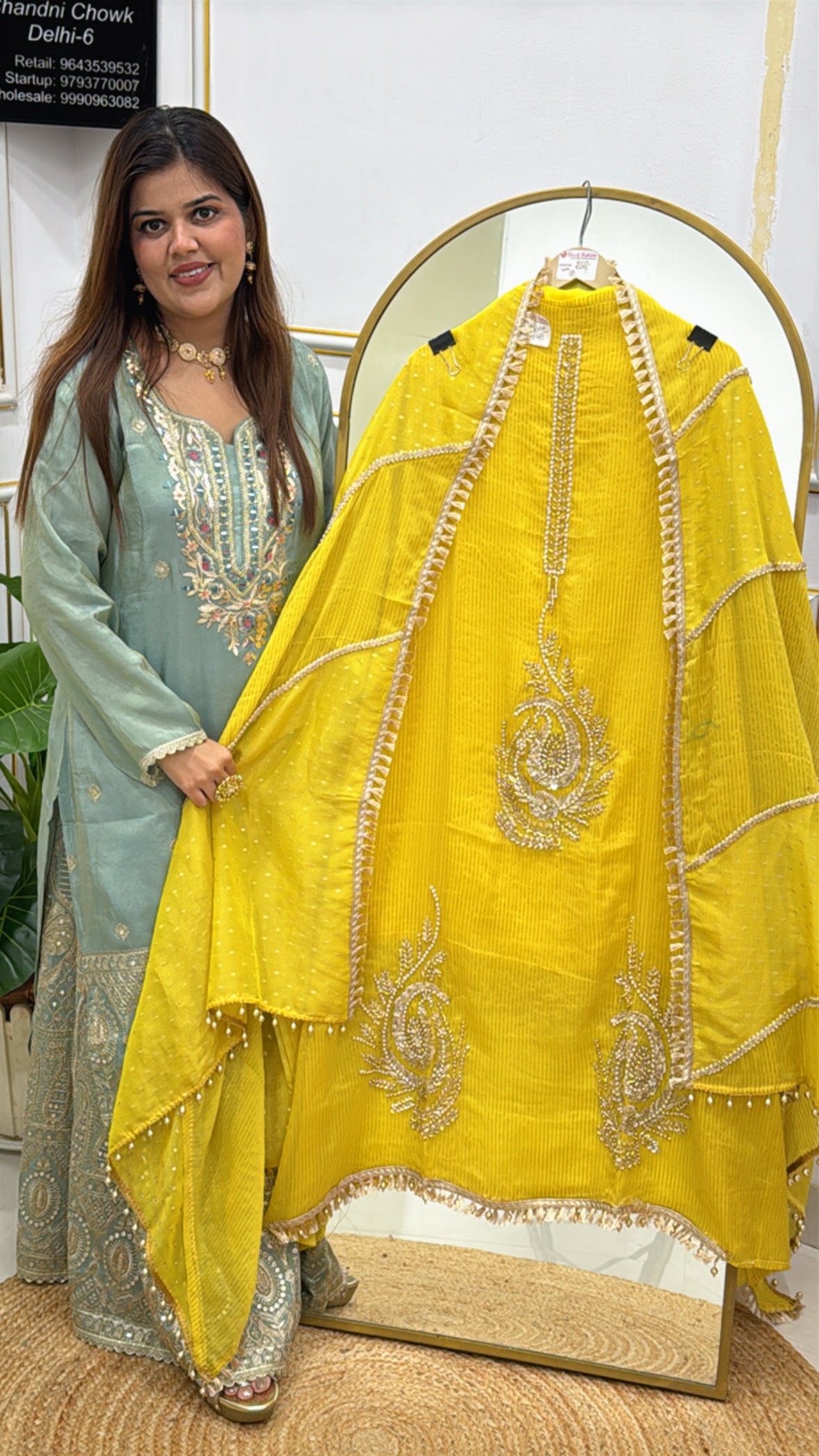 Royal exhibition collection pure burberry silk suit material along with premium handwork detailing with designer silk dupatta  GF565