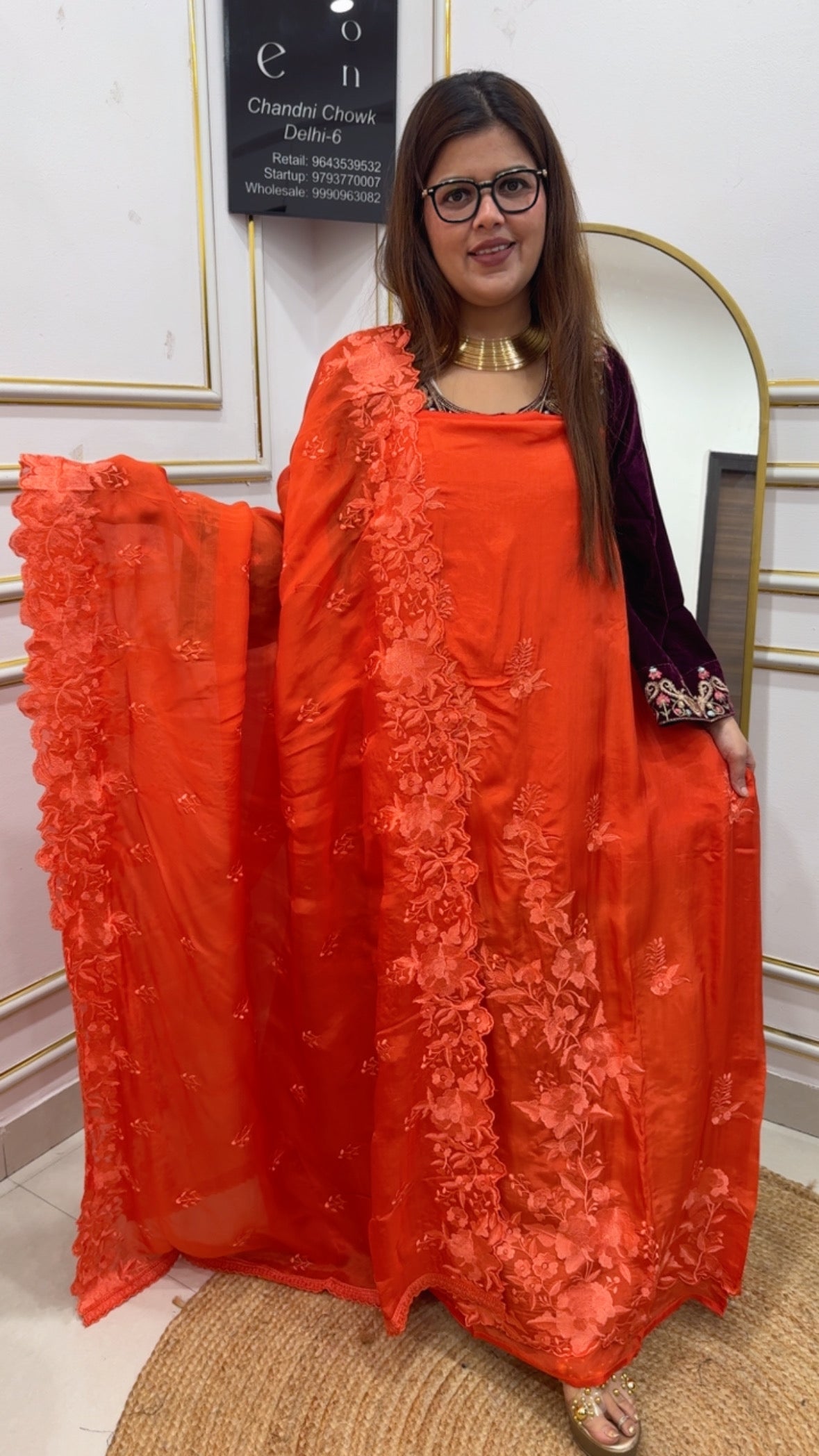 Partywear and casual smart crape tone to tone embroidered designer suit material with design gene crape silk dupatta GF883