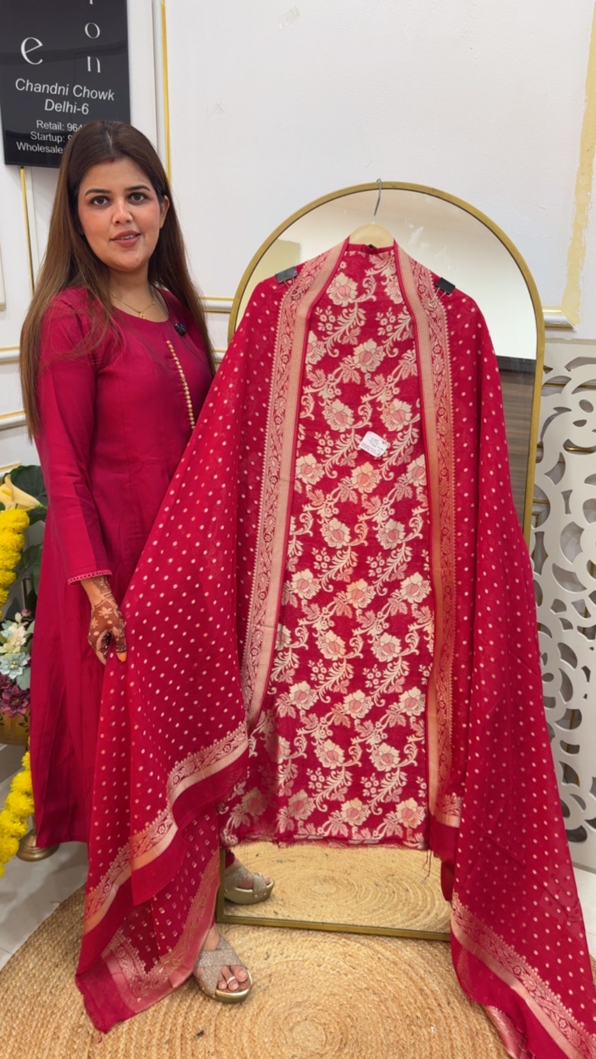 Exclusive gold collection premium khaddi silk weaved royal suit material with celebratic look premium khaddi silk dupatta GF 738