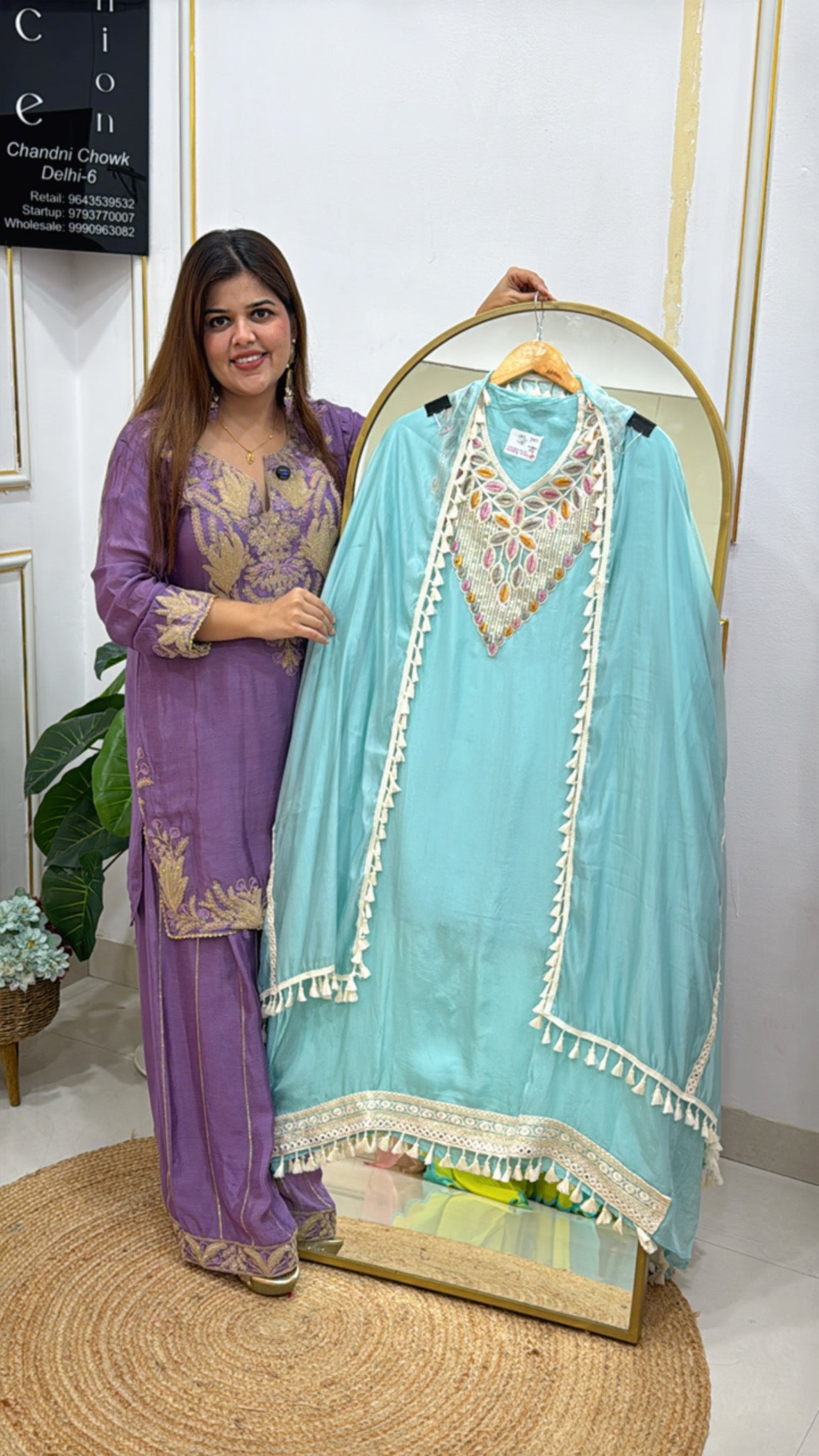 Designer semi partywear super soft organza dress material with designer boho neck detailing along with designer laces organza dupatta GF553