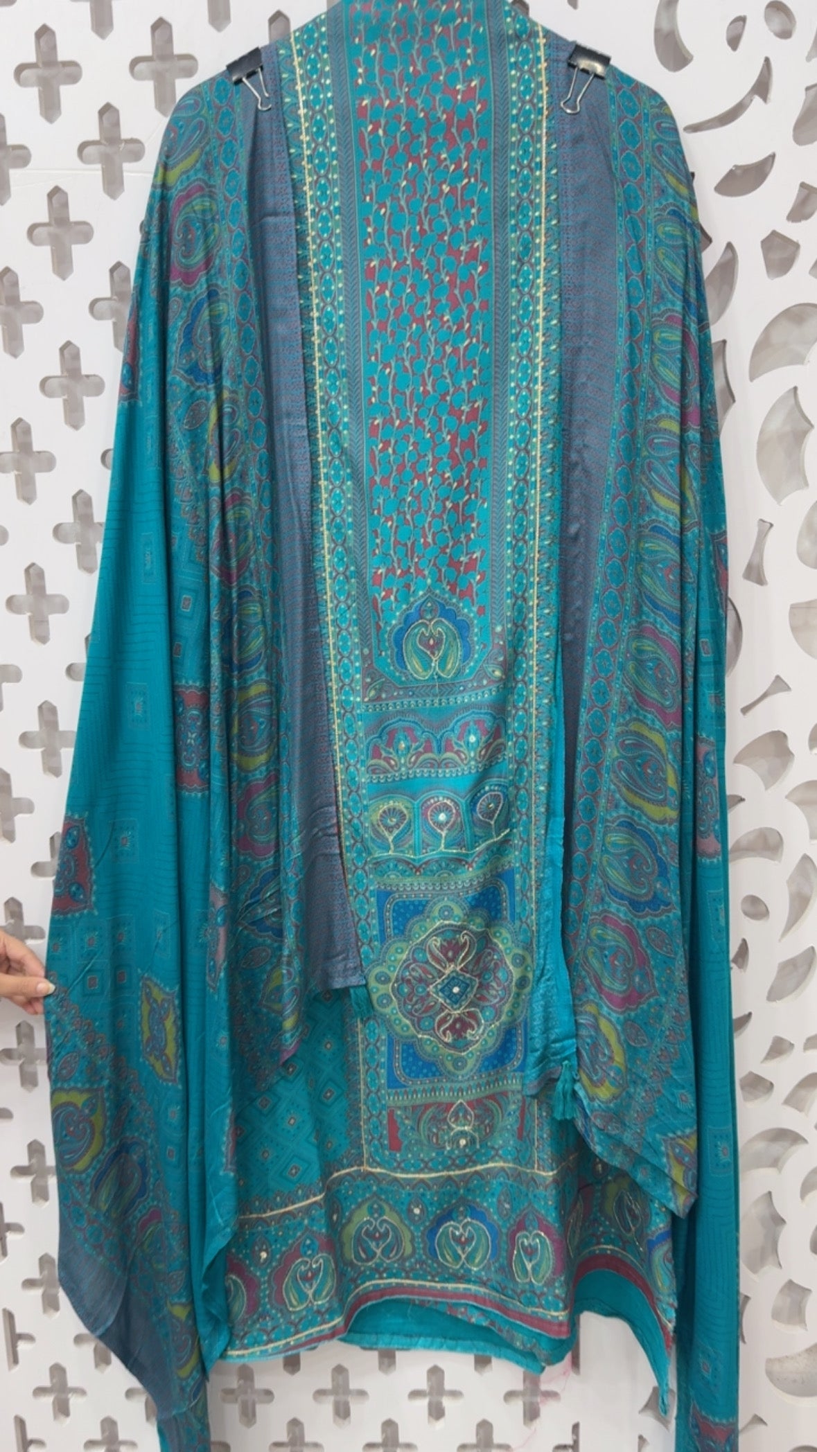 Beautiful pashmina panel designer Karachi printed pashmina in amazing colors with pashmina shawl and bottom GF817