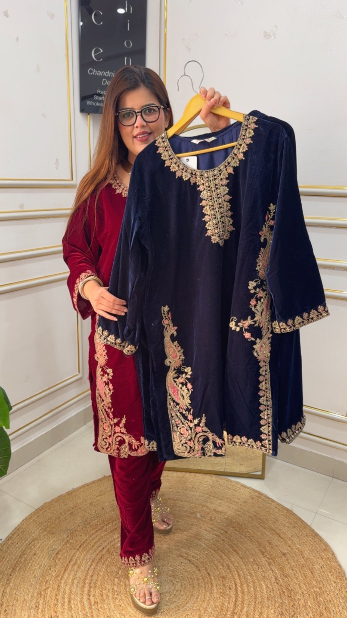 Winter special  Premium Velvet Coordset Designer And Casual size 44 GF 889