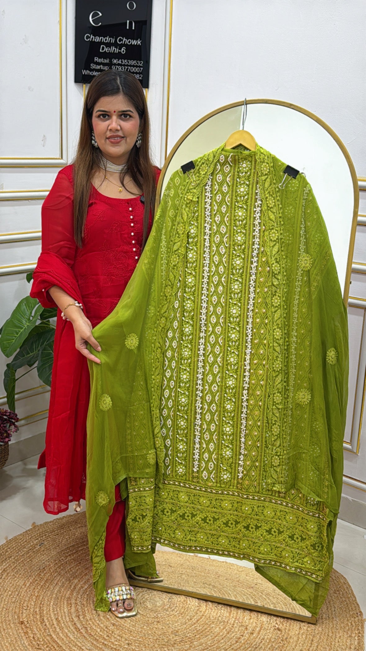 Evergreen Pure Georgette Lucknowi Chikankari Handwork Suit with Embroidered Chiffon Dupatta GF 545