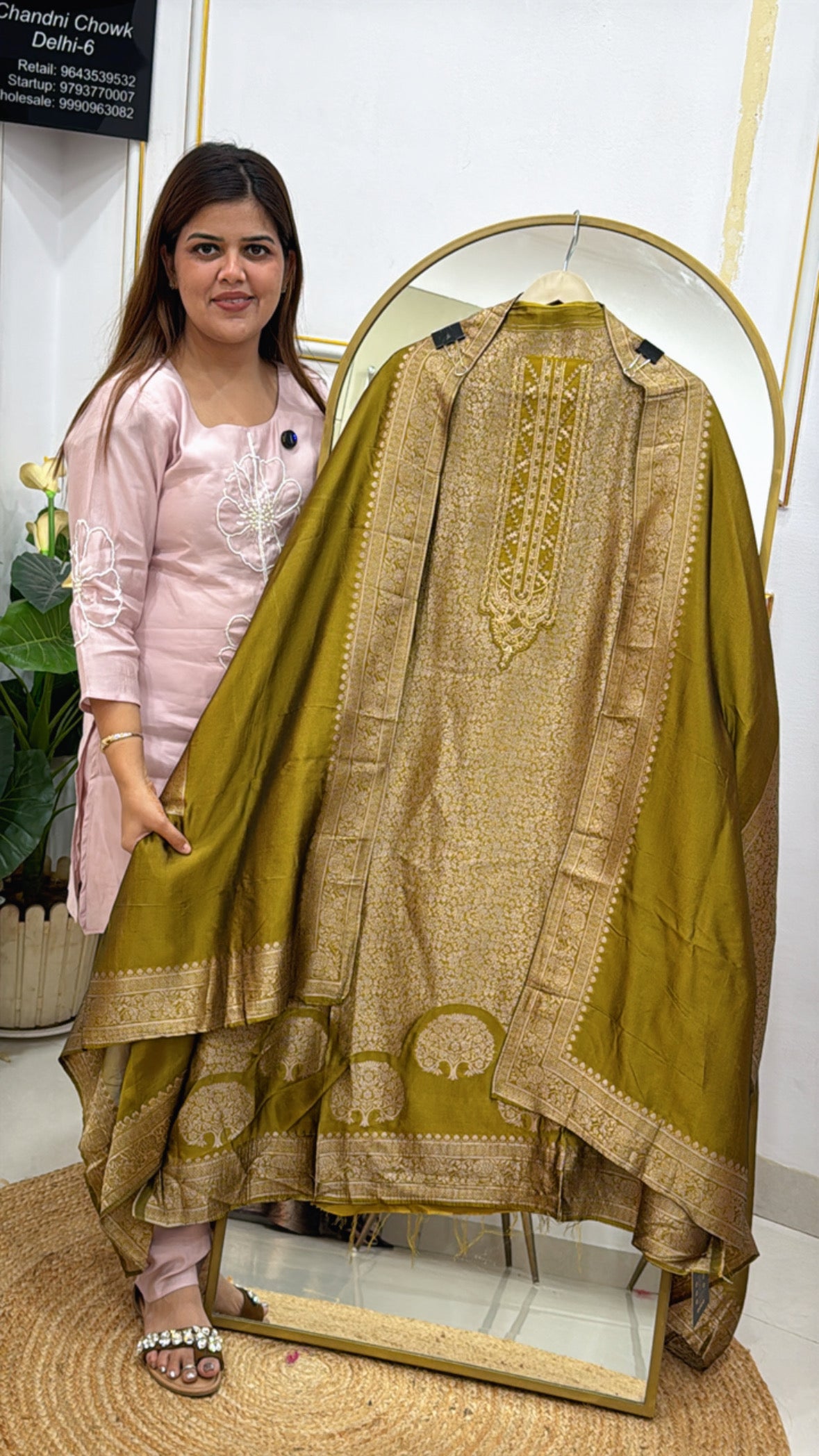 Elegant Pure Banglori Silk Weaved Suit with Matching Dupatta GF 465