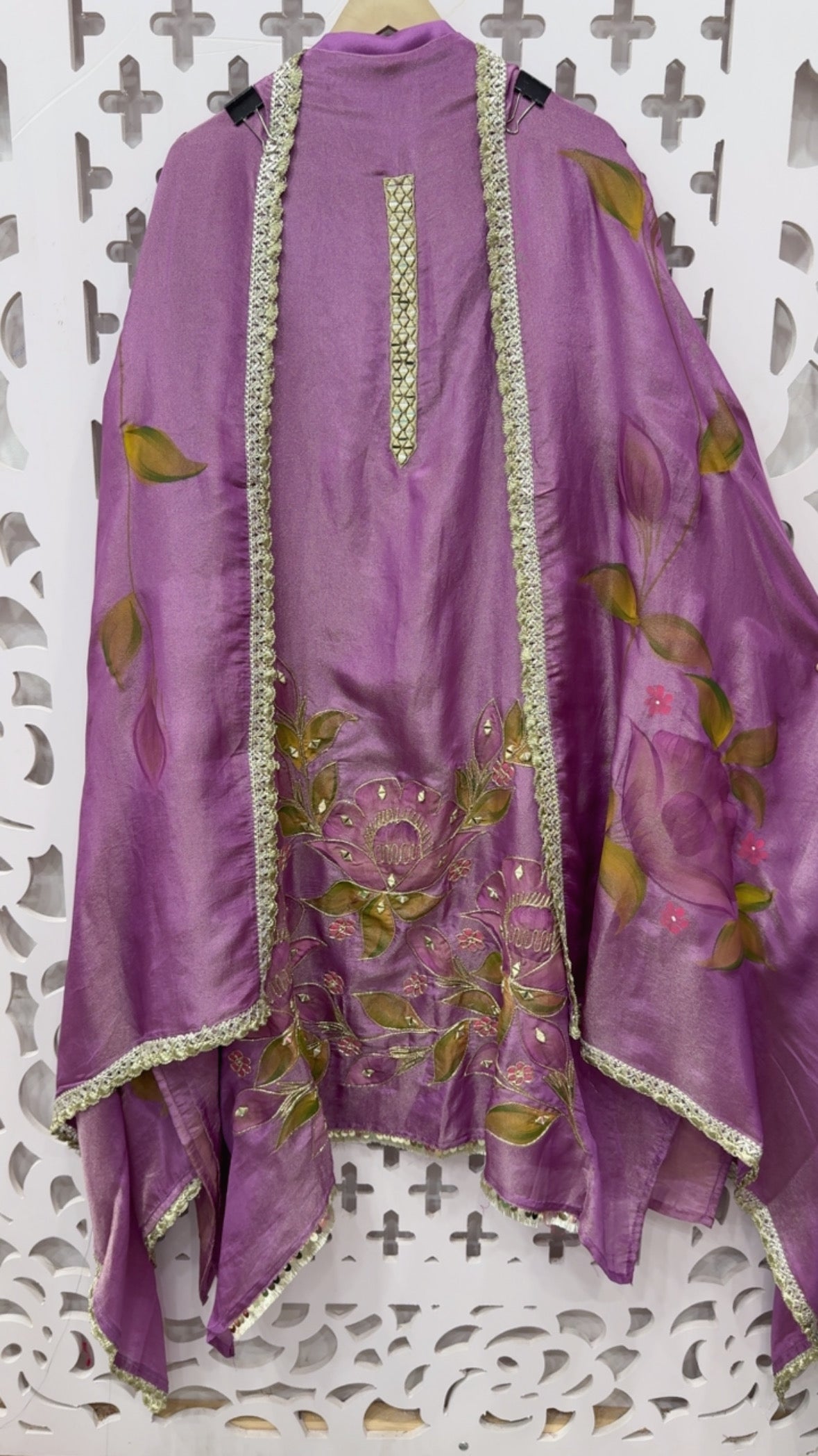 Jackpot design premium pure Organzza silk with paint brush designer concept along with brush paint dupatta GF822