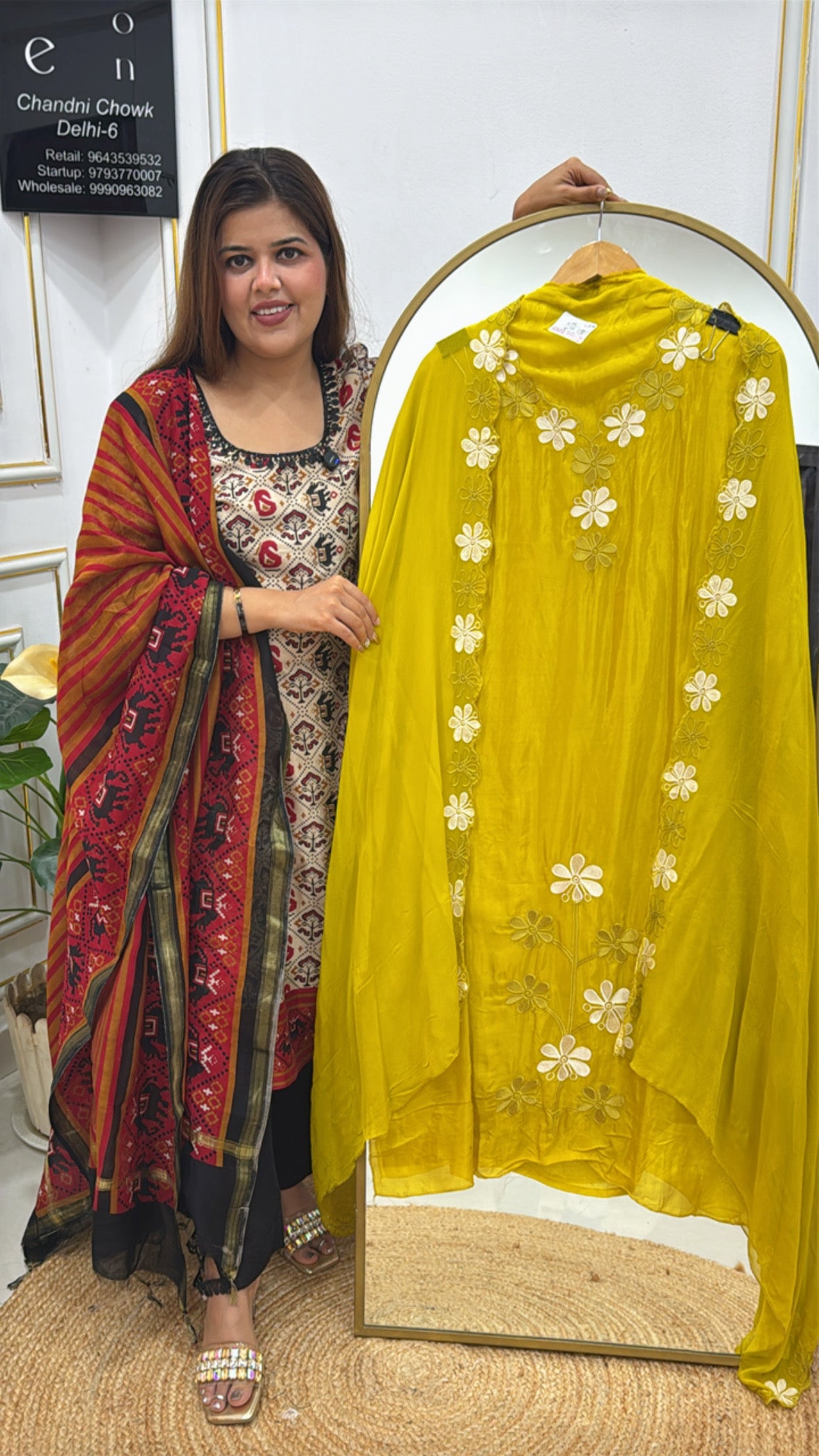 Pure Crepe Silk Unstitched Suit with Embroidered Bottom and Chiffon Dupatta GF 285