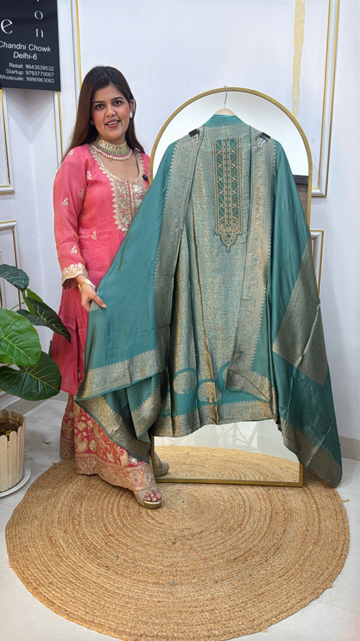 Royal and elegant pure banglori bhagalpuri weaved silk suit material along with fully jamdhani weaved silk dupatta GF 598