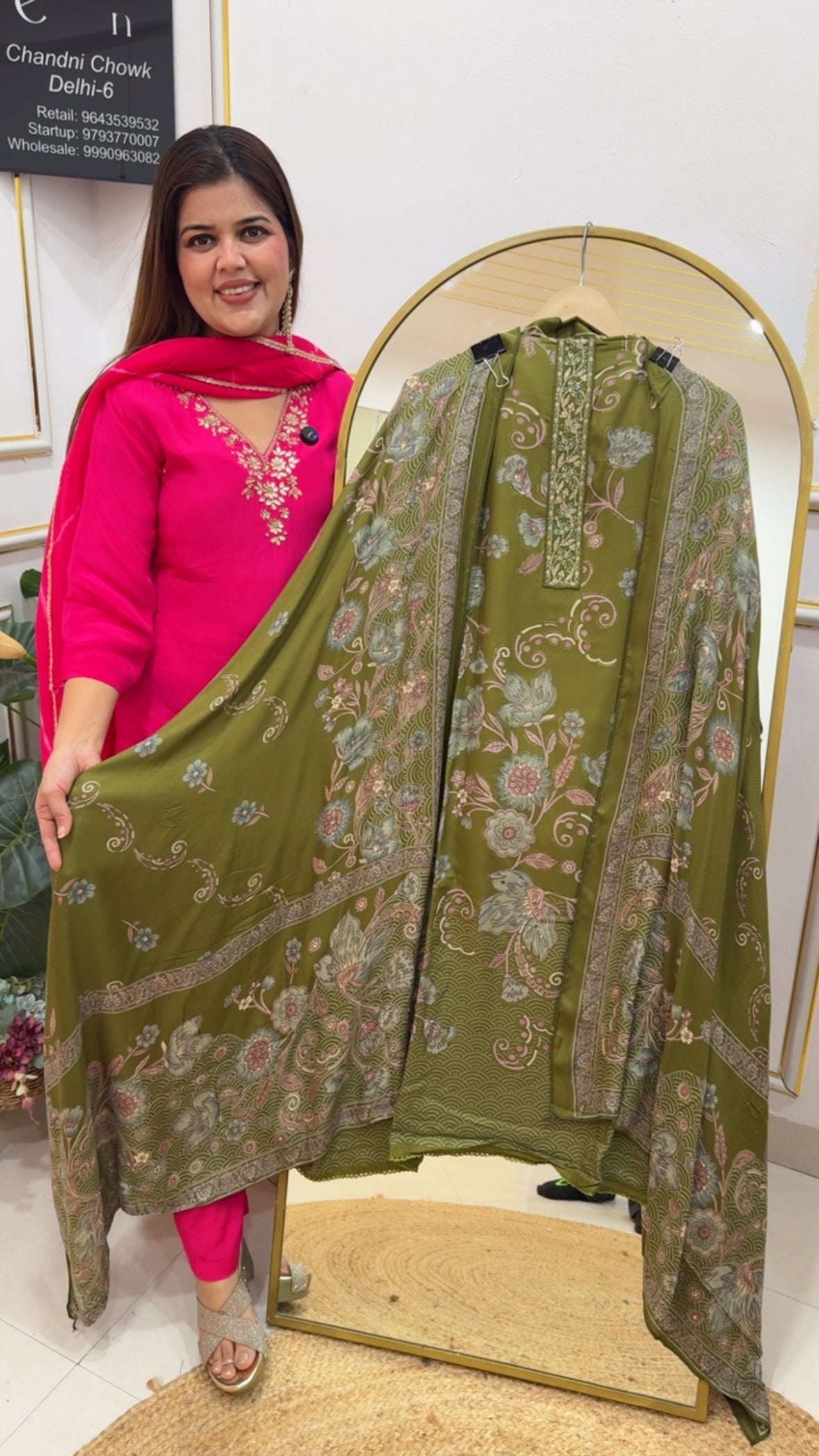 Premium pure Royal pashmina digital printer peeta work suit material with all over printed full pashmina shawls and pashmina bottom GF802