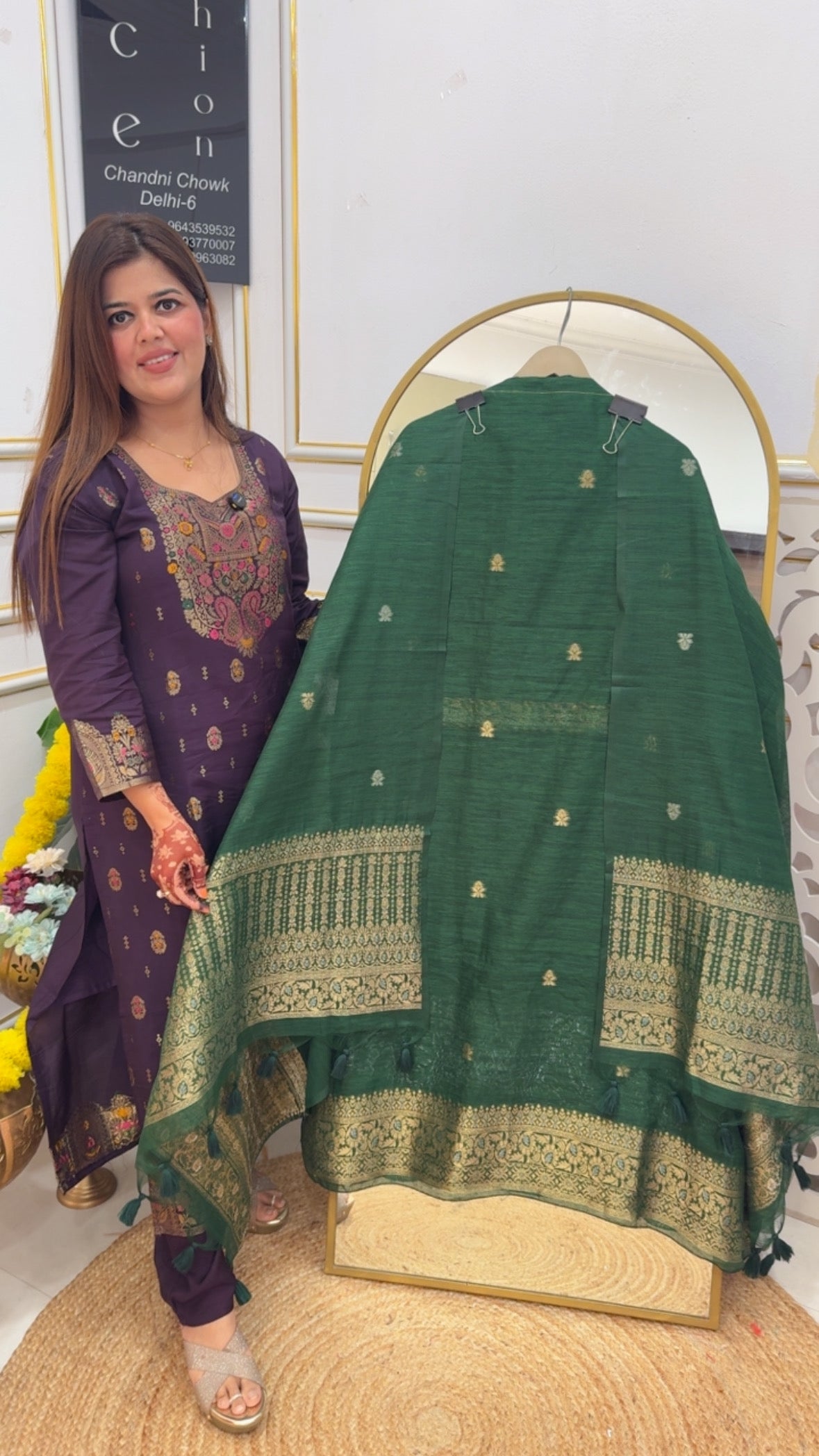 Best seller all time favorite moonga silk golden weaved jamdhani suit material with jamdhani weaved dupatta GF 740