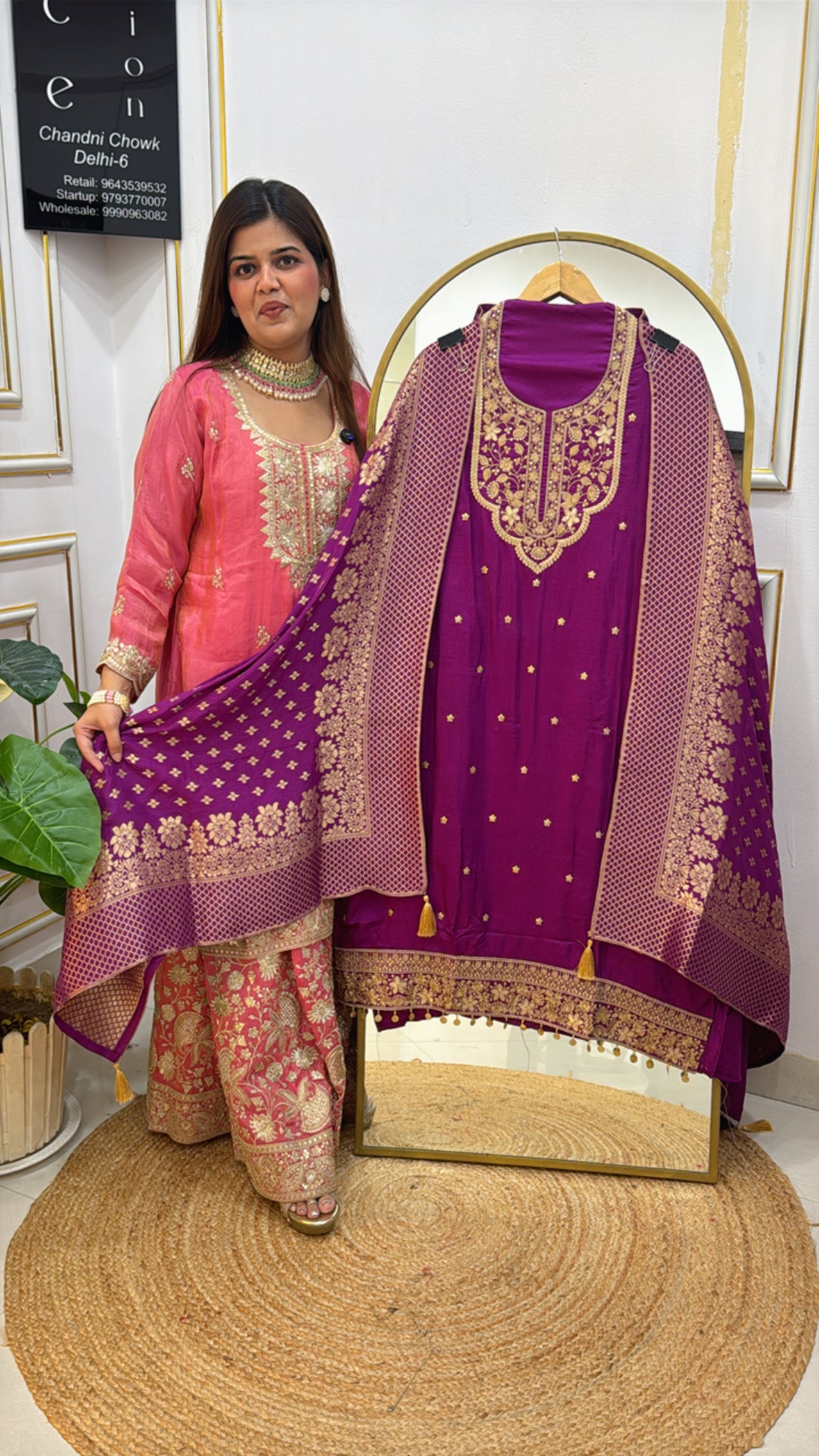 Festival special pure raw silk suit material with designer zardoji neck work along with pure banarasi silk weaved dupatta GF 600