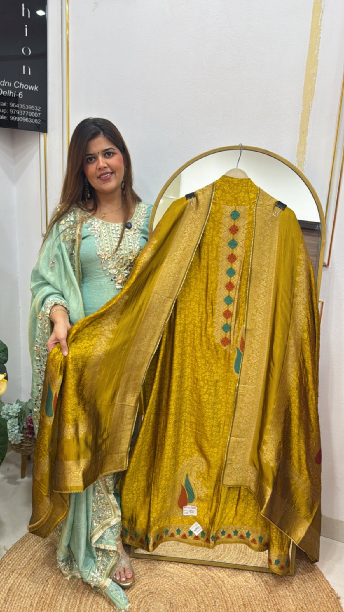 Partywear special pure bhagalpuri banglori silk jamdhani weaved suit material along with jamdhani weaved dupatta GF585