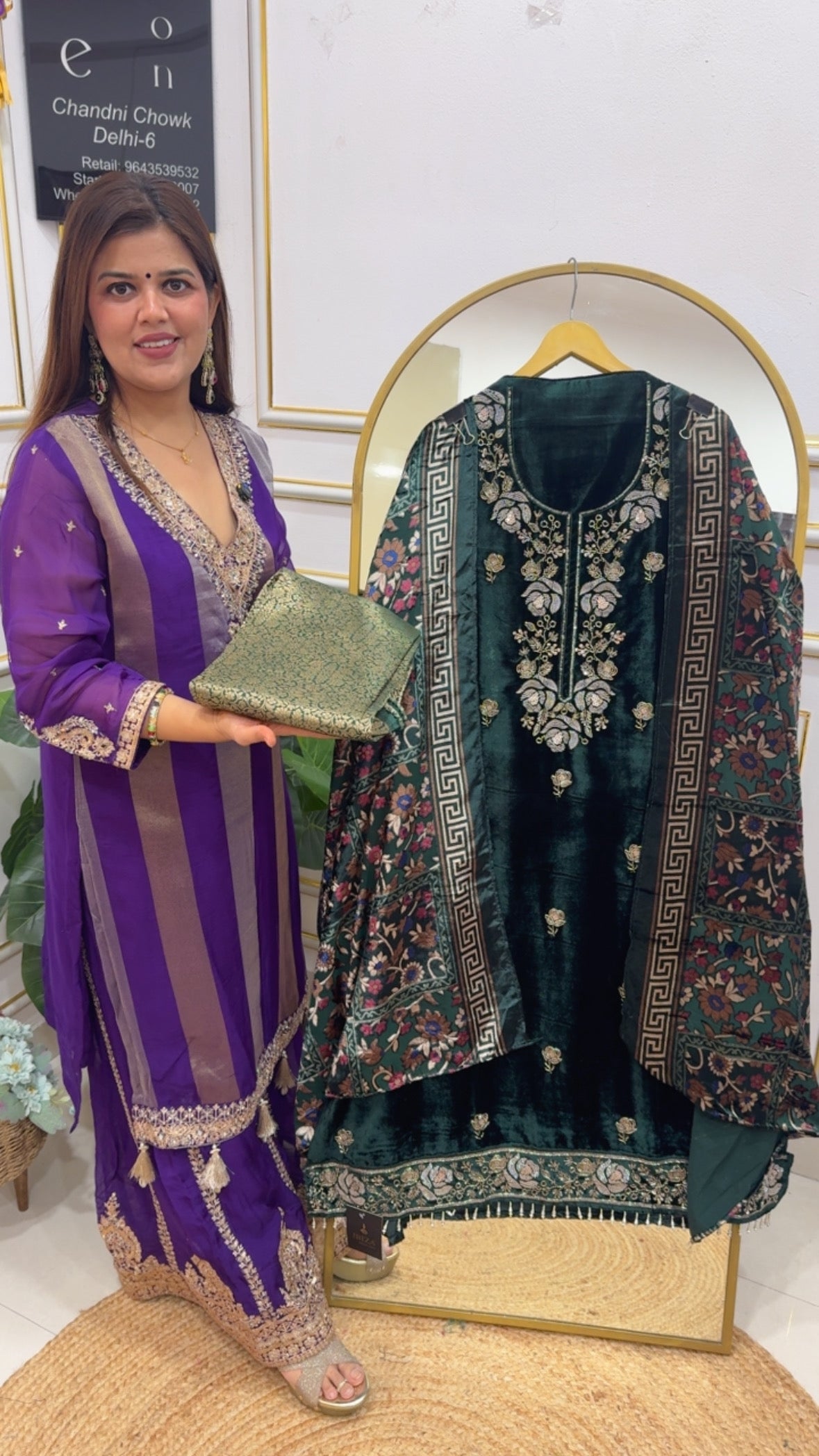 premium winter velvet with brasso dupatta brocade bottom along with handwork neck detailing pure velvet suit material GF 757