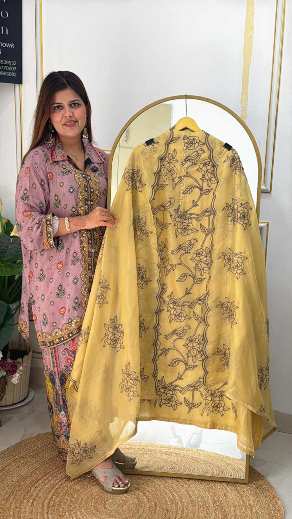 Premium Pure Shimmer Tissue Suit with Designer Applique Embroidery GF 428