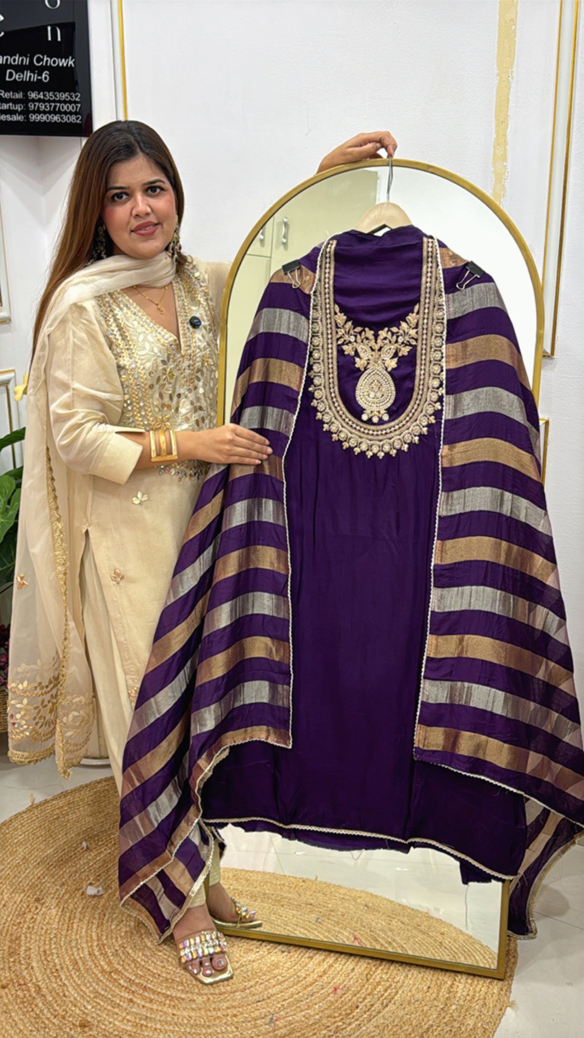 Pure Modal Silk Suit with Designer Dupatta &amp; Classy Handwork Neck Detailing GF 539