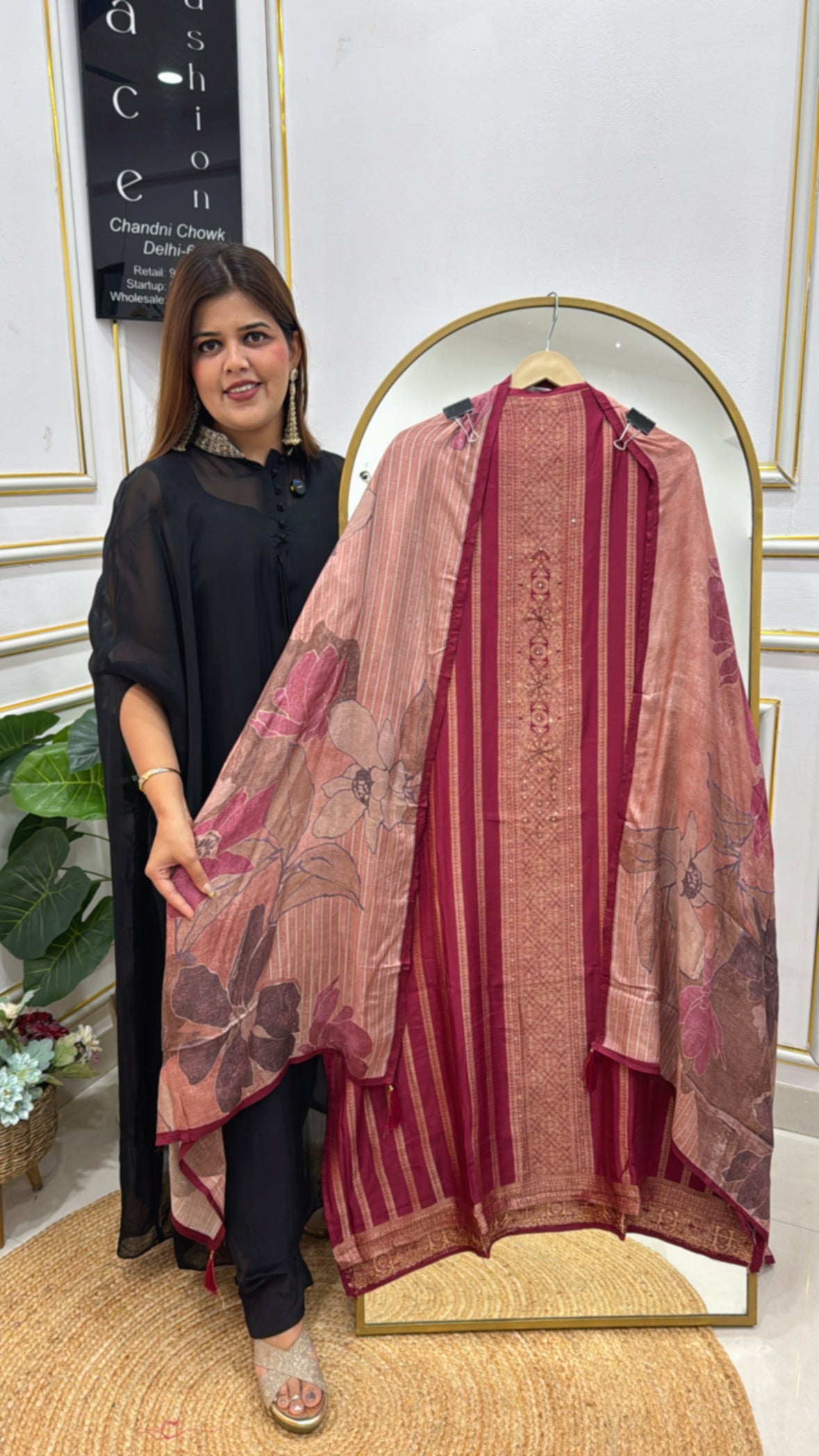 Pure Bemberg Soft Silk Suit with Antique Zari &amp; Digital Print Dupatta GF 254
