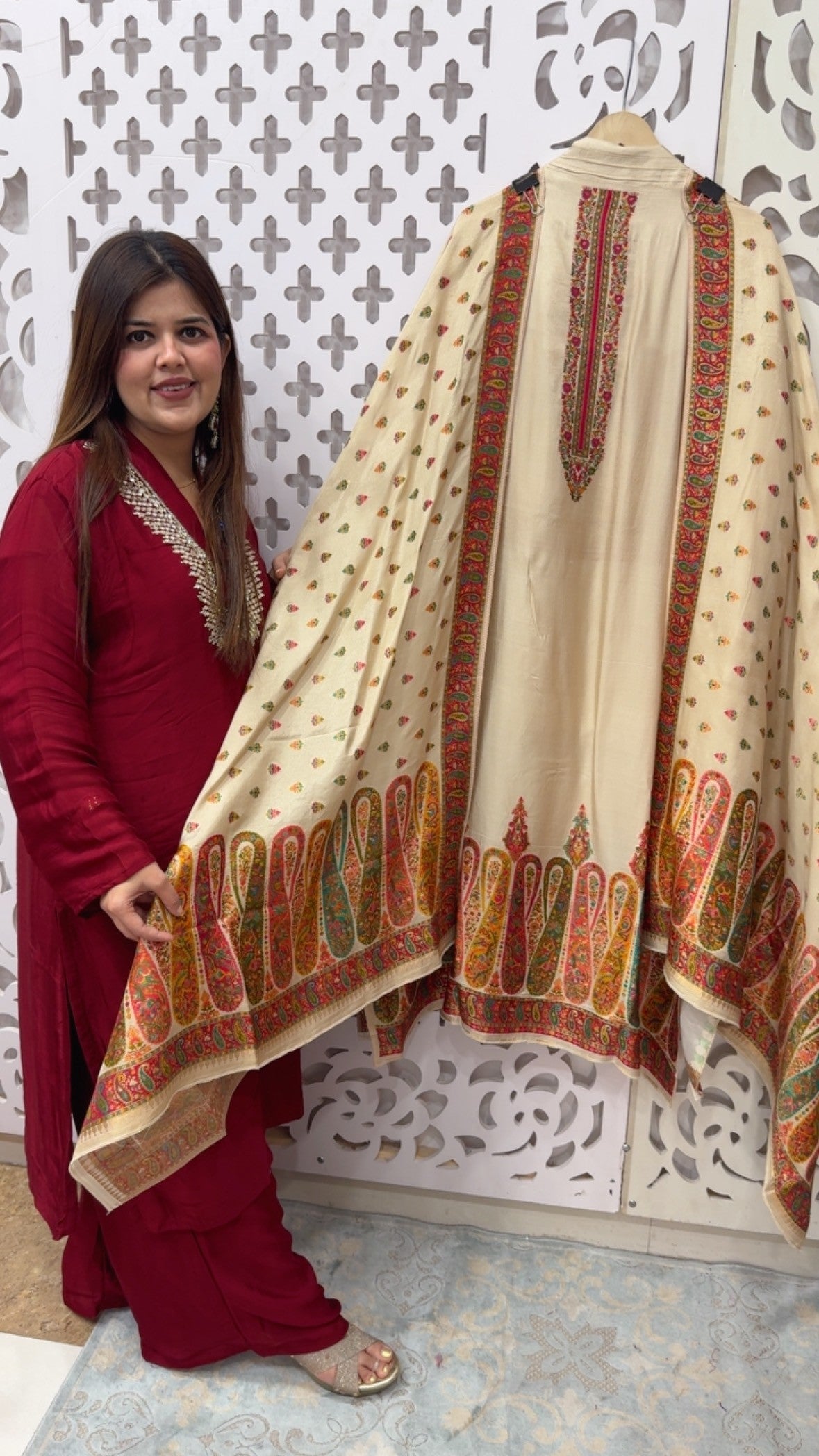 Full Of Glam Luxury Jama war  Raw Russian Silk weaved premium suit material with royal jam war dupatta GF809