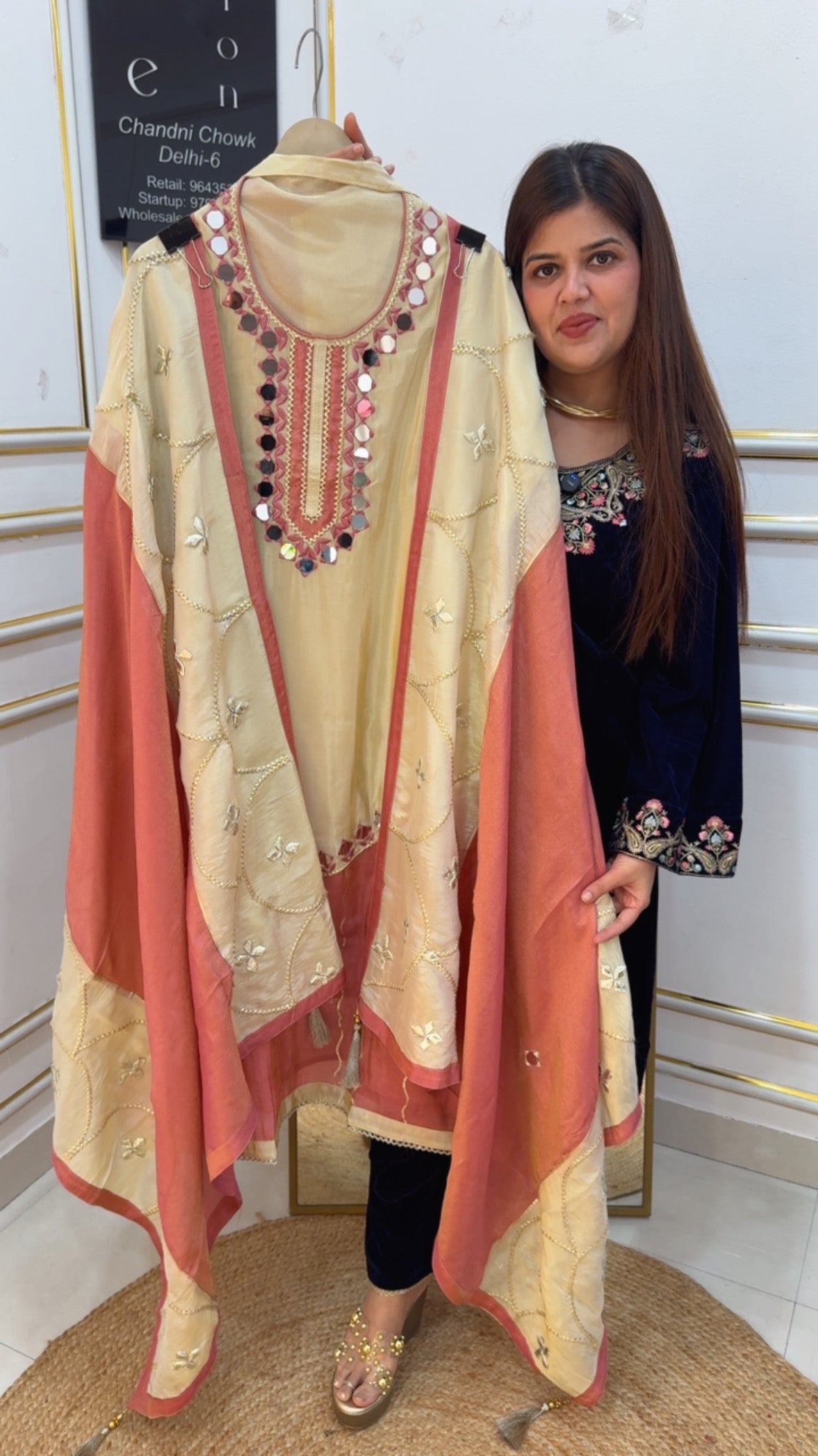 partywear special latest mirror creation pure shimmer silk material along with designer gotta kinari dupatta in jackpot price  GF876