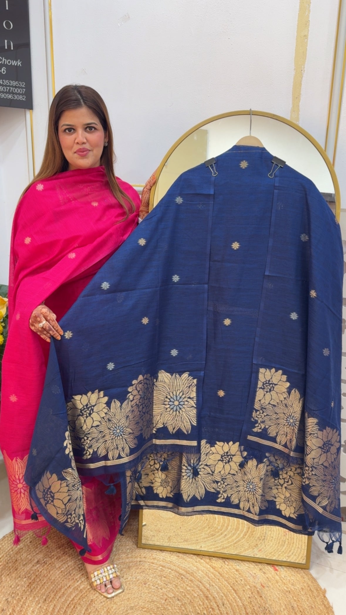 Best seller premium pure Moonga silk jamdhani golden weaved suit mater with pure gold weaved jamdhani with full length viscose dupatta GF 747