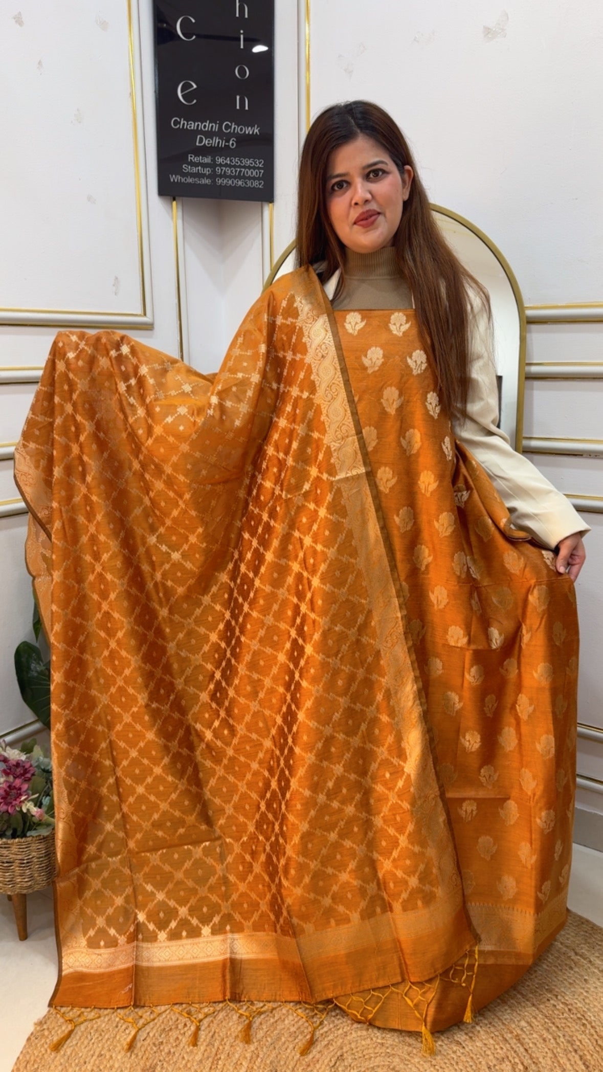 Classy and Royal full weaved raw Chanderi silk suit material along with weaved silk dupatta GF868