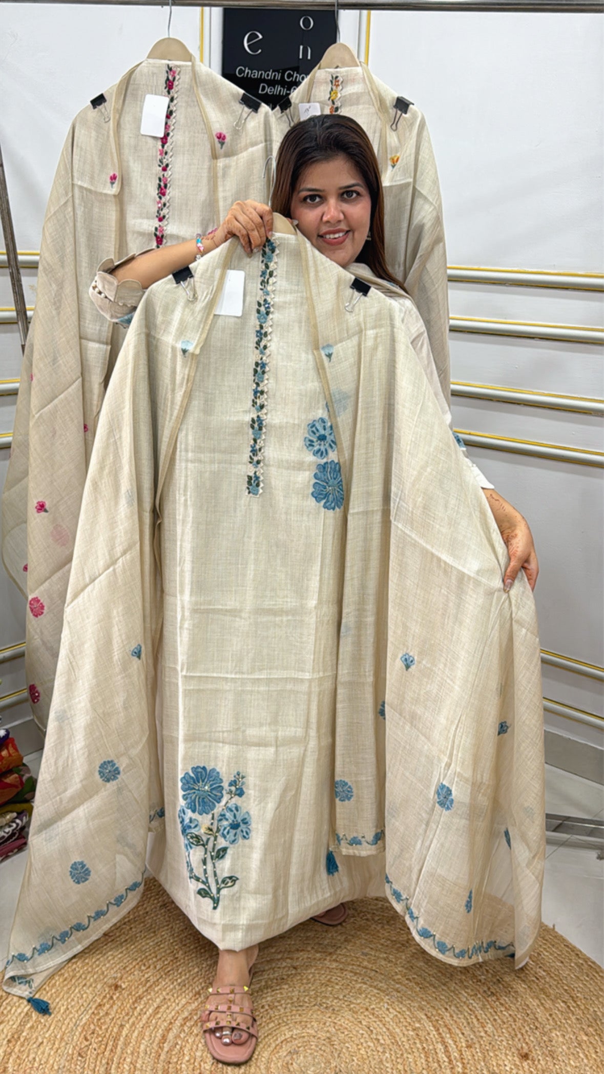 Best Seller Pure Raw Linen Silk Weaved Suit Material with Matching Weaved Raw Silk Dupatta GF 440