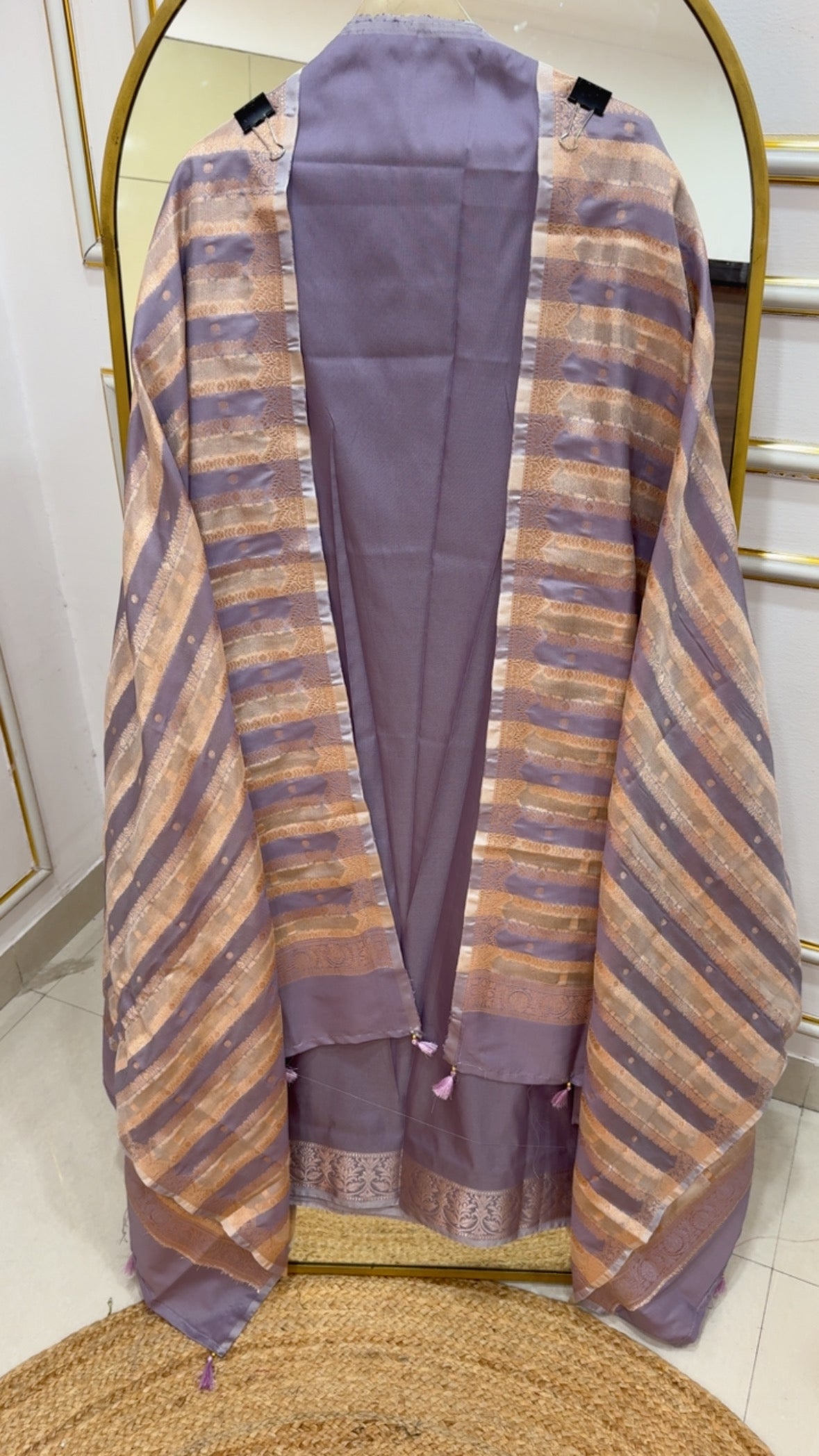 Raw Russian paper silk pure Banglori suit material along along with full weaved dupatta GF 892