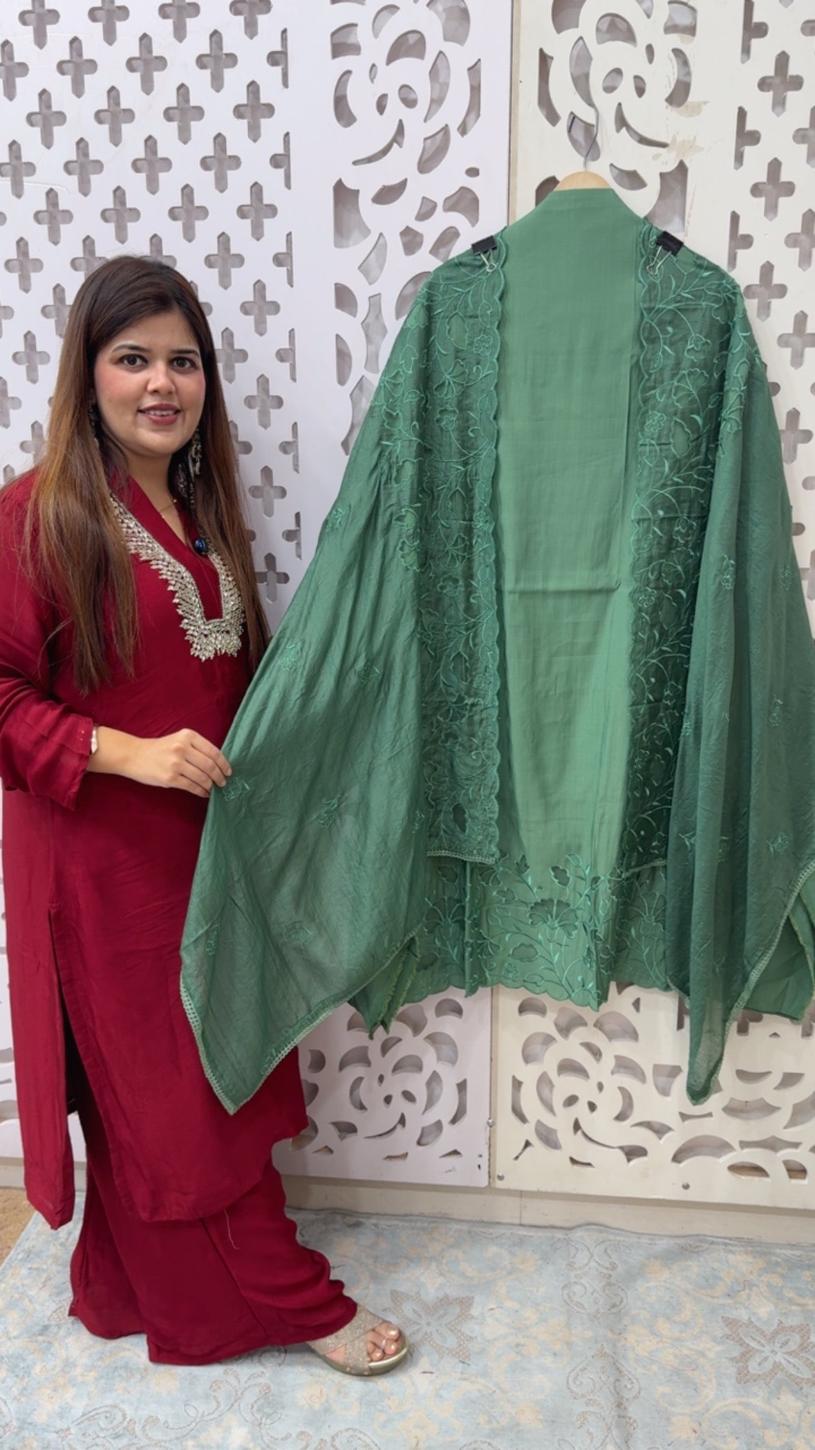 Beautiful and Designer applique work pure cotton silk suit material with designer applique dupatta GF812