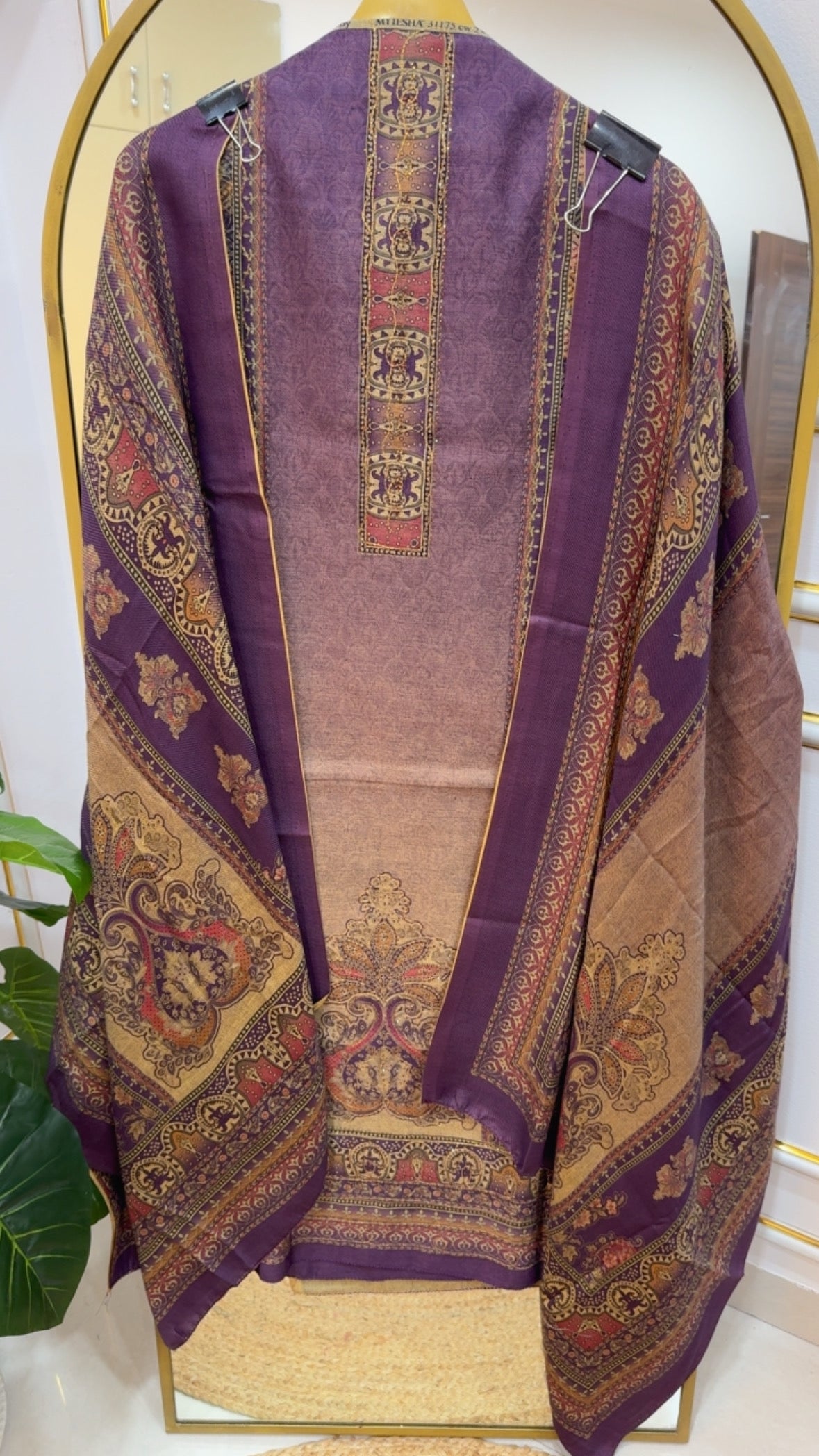 Winter pashmina warm and classy pure printed with swaroski highlighted pashmina suit material with pashmina shawl and bottom GF873