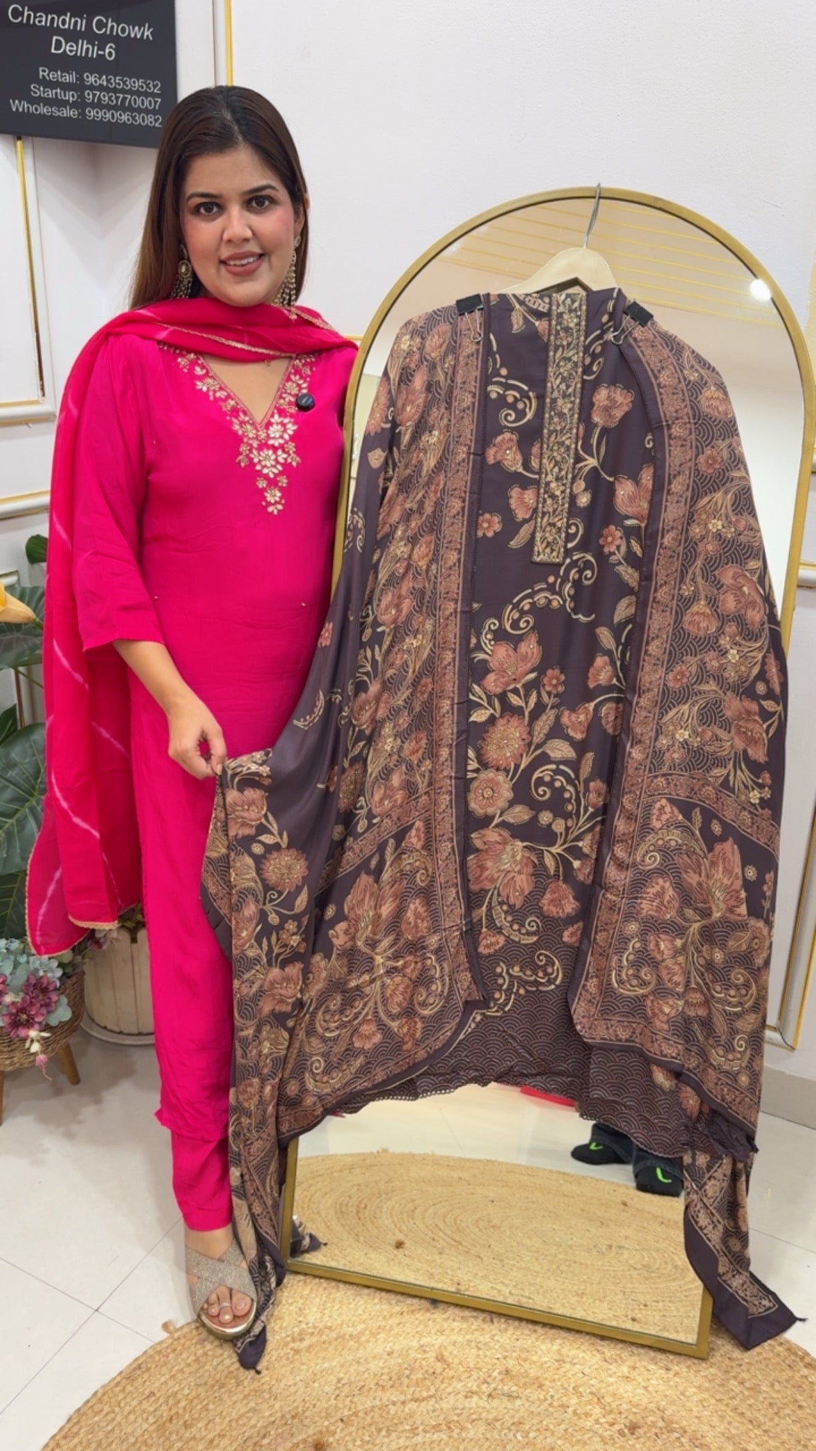 Premium pure Royal pashmina digital printer peeta work suit material with all over printed full pashmina shawls and pashmina bottom GF802