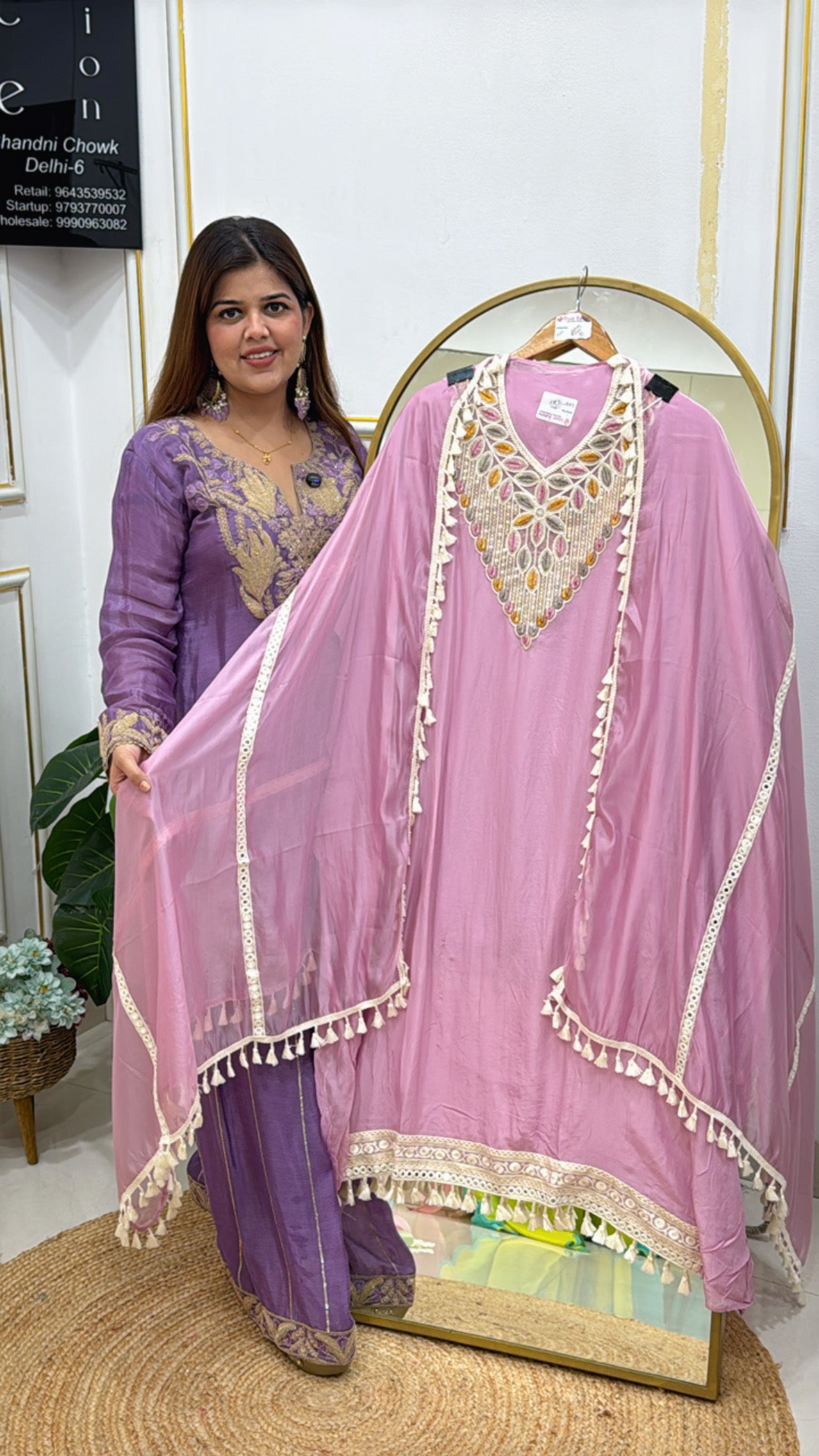 Designer semi partywear super soft organza dress material with designer boho neck detailing along with designer laces organza dupatta GF553